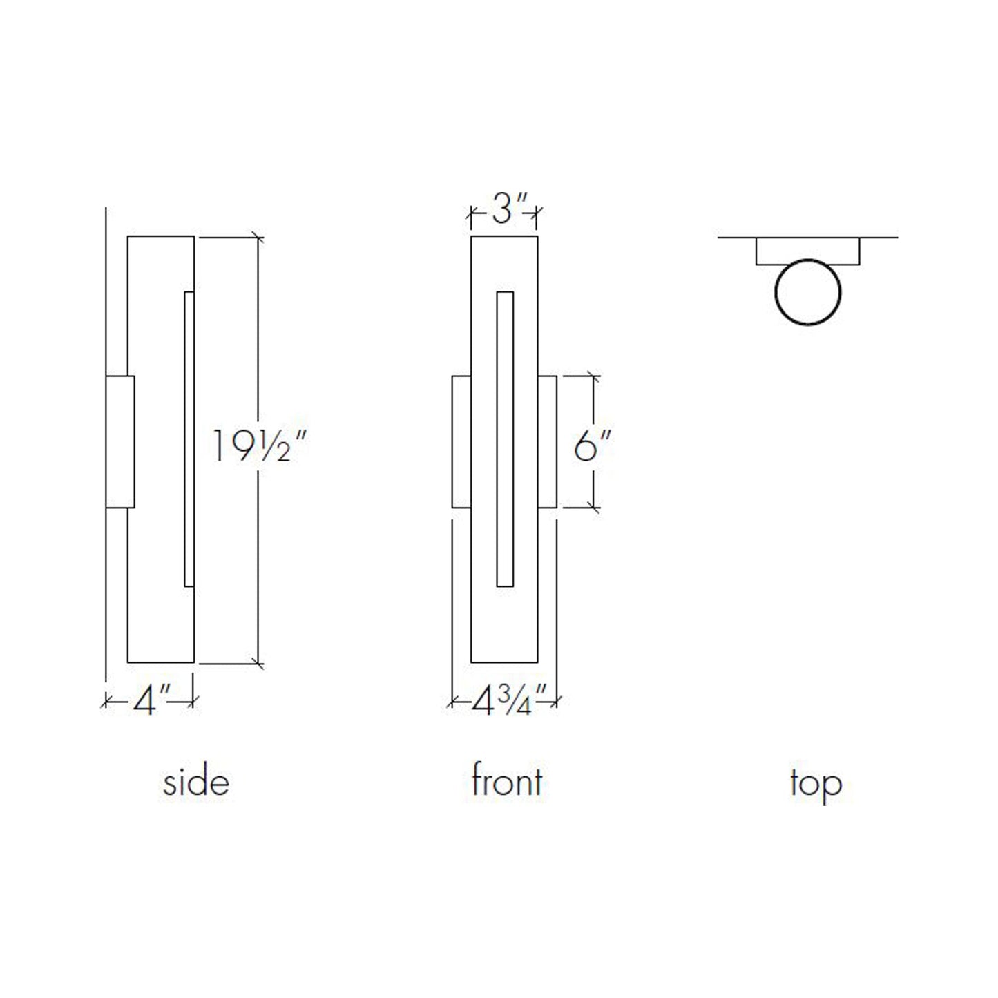 Cylo Slit LED Wall Light - line drawing.