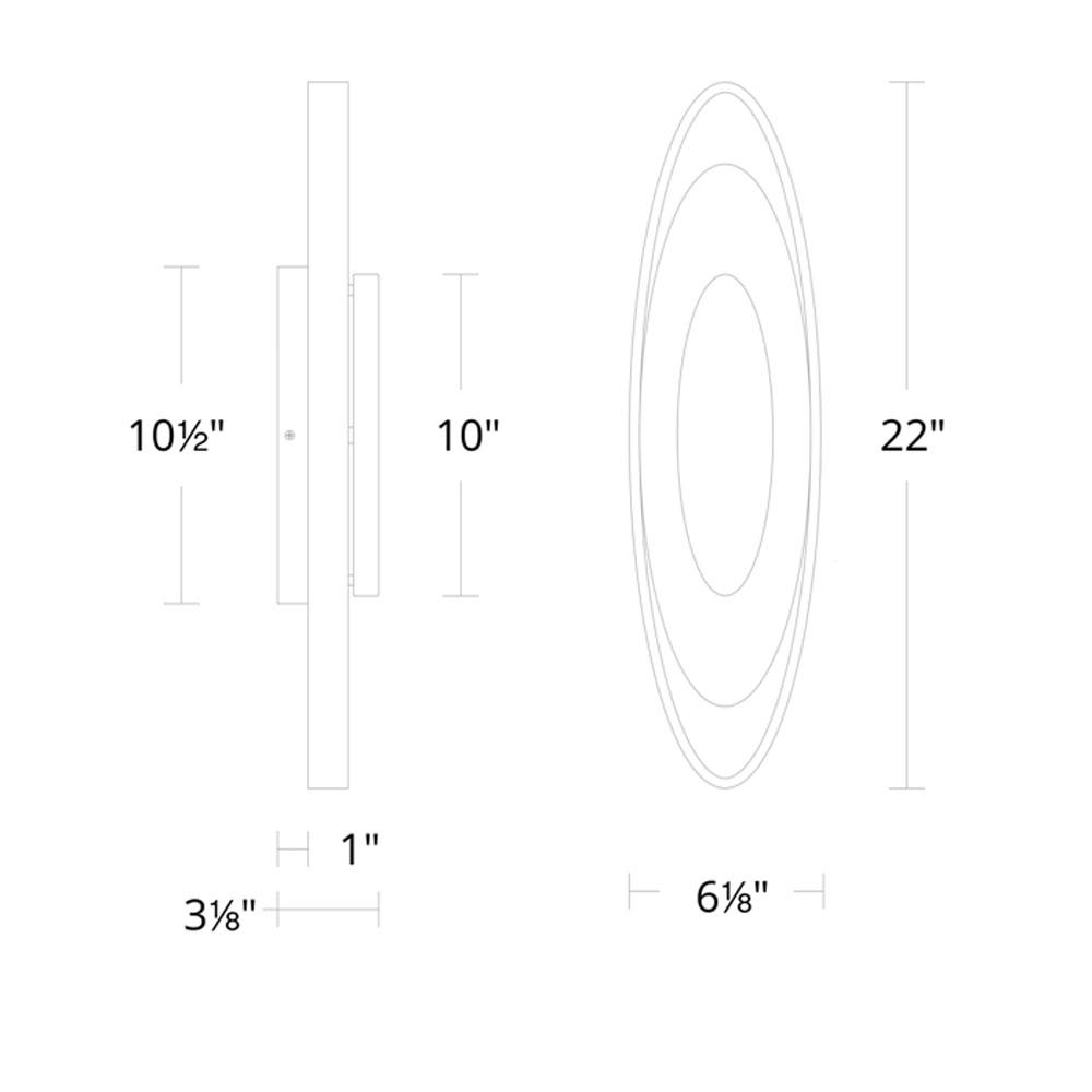 Valor LED Wall Lighting - line drawing.