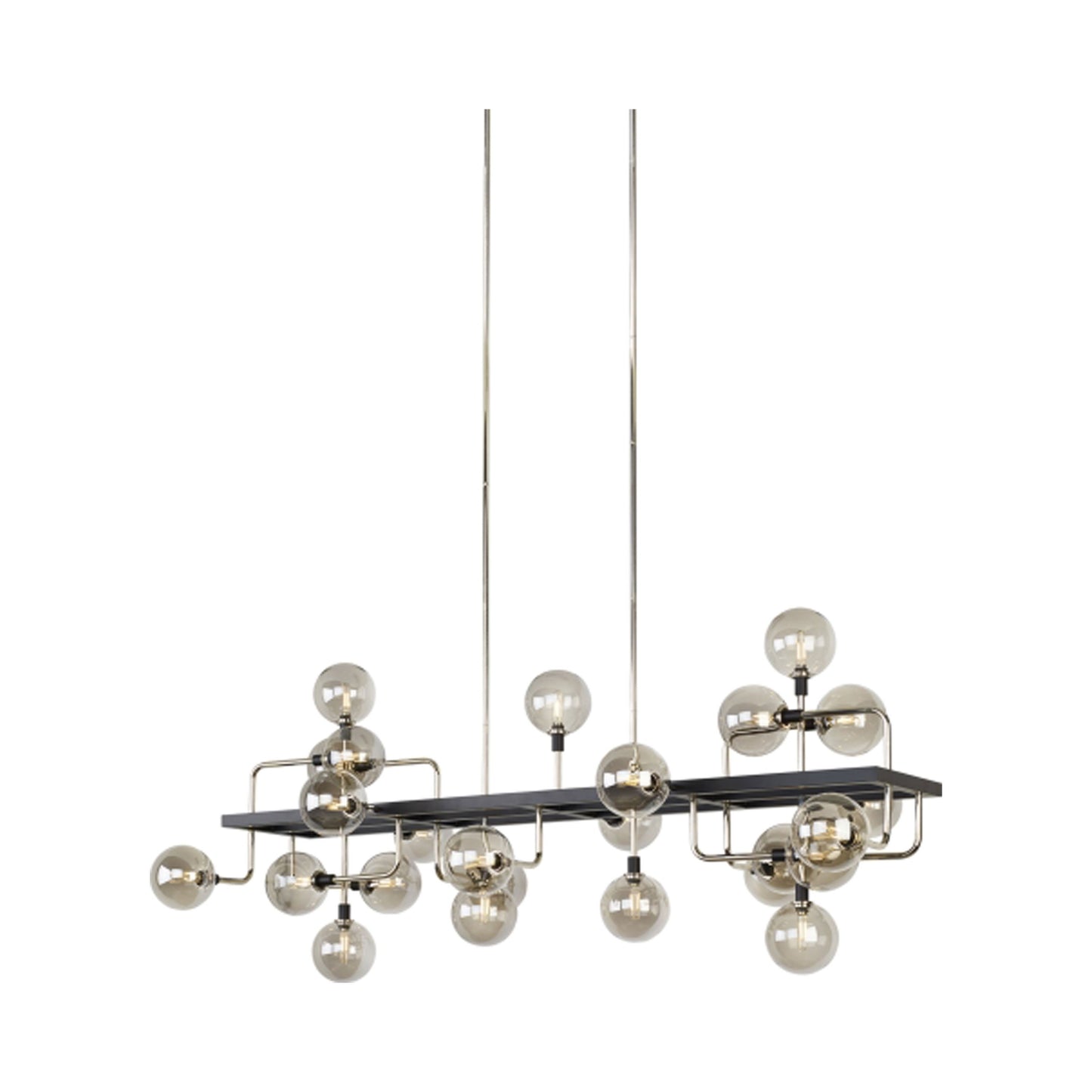 Viaggio Linear Pendant Light in Polished Nickel/Smoke.