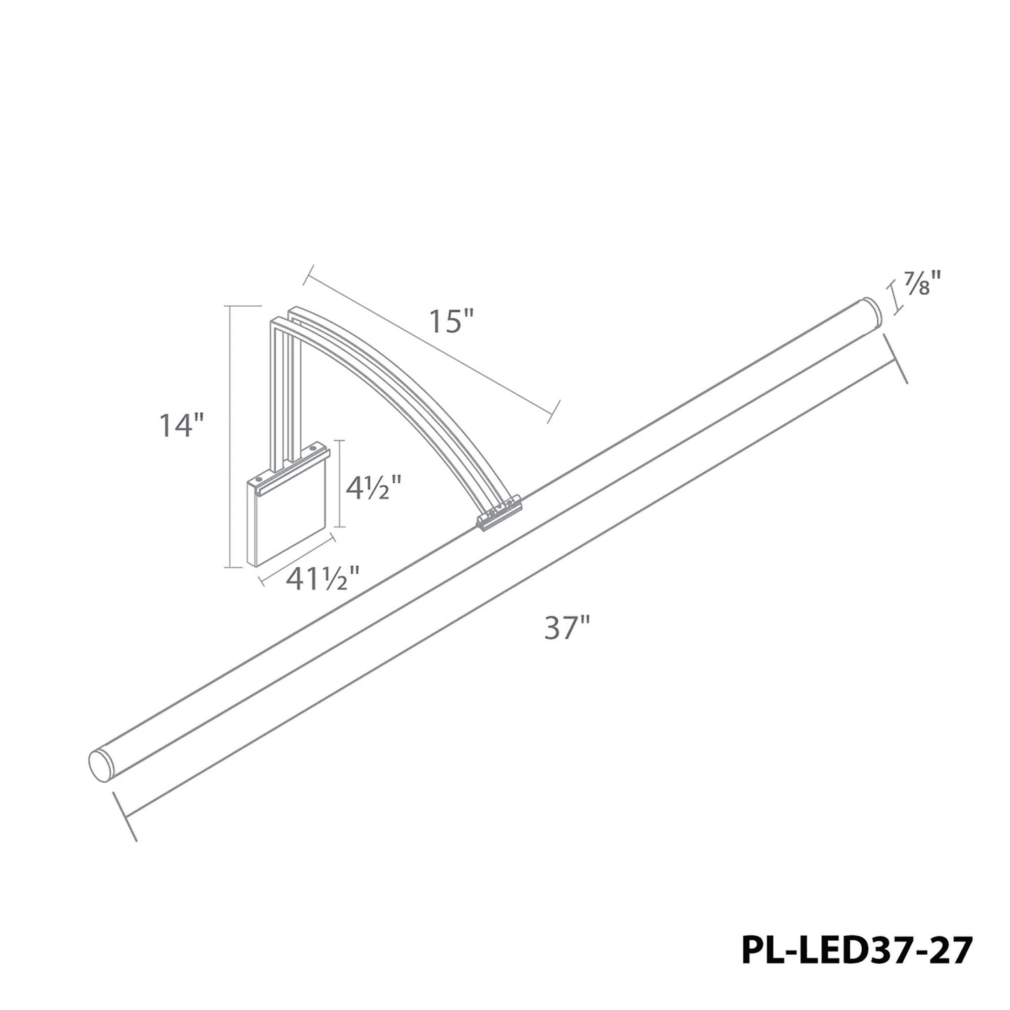 Vibe LED Picture Light - line drawing.
