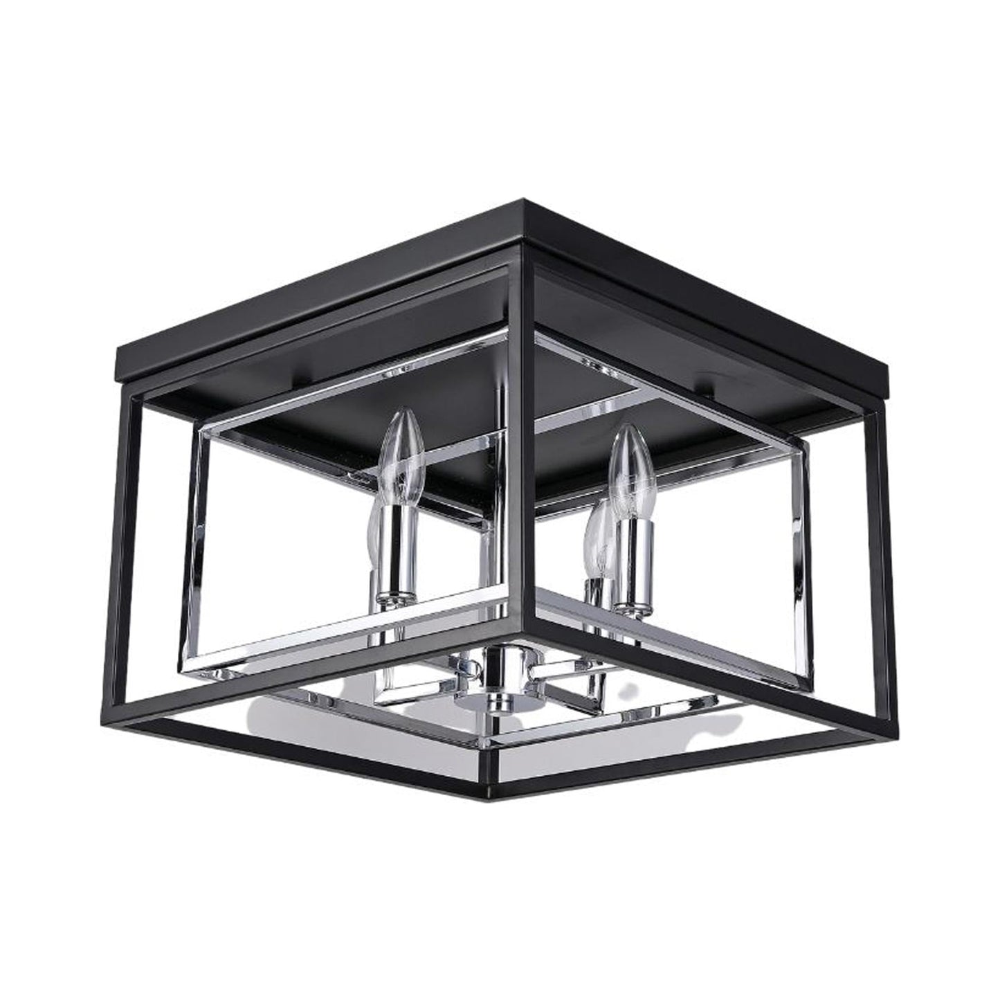 FM1077 Flush Mount Ceiling Light in Chrome/Black.