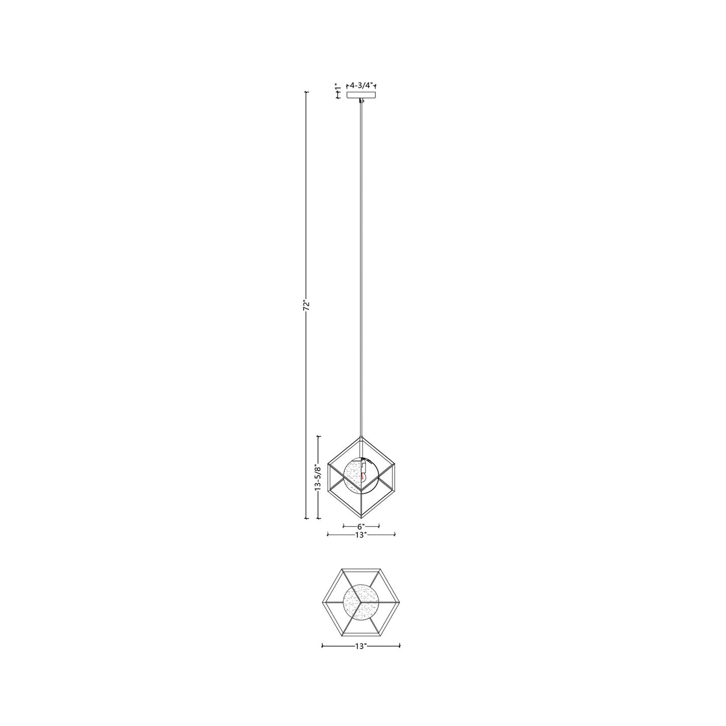 P1088 LED Pendant Light - line drawing.