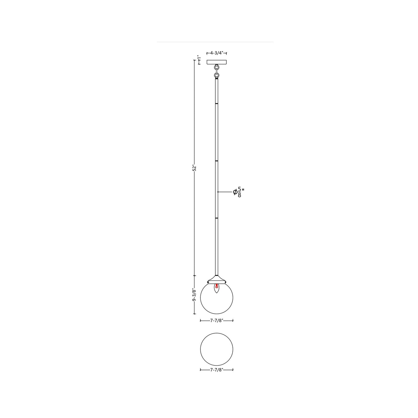 P7070 LED Pendant Light - line drawing.