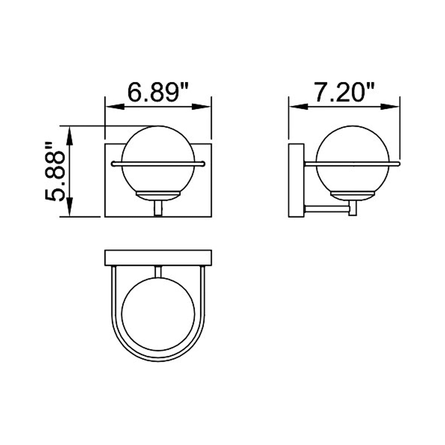 WS1002 LED Bath Wall Light - line drawing.