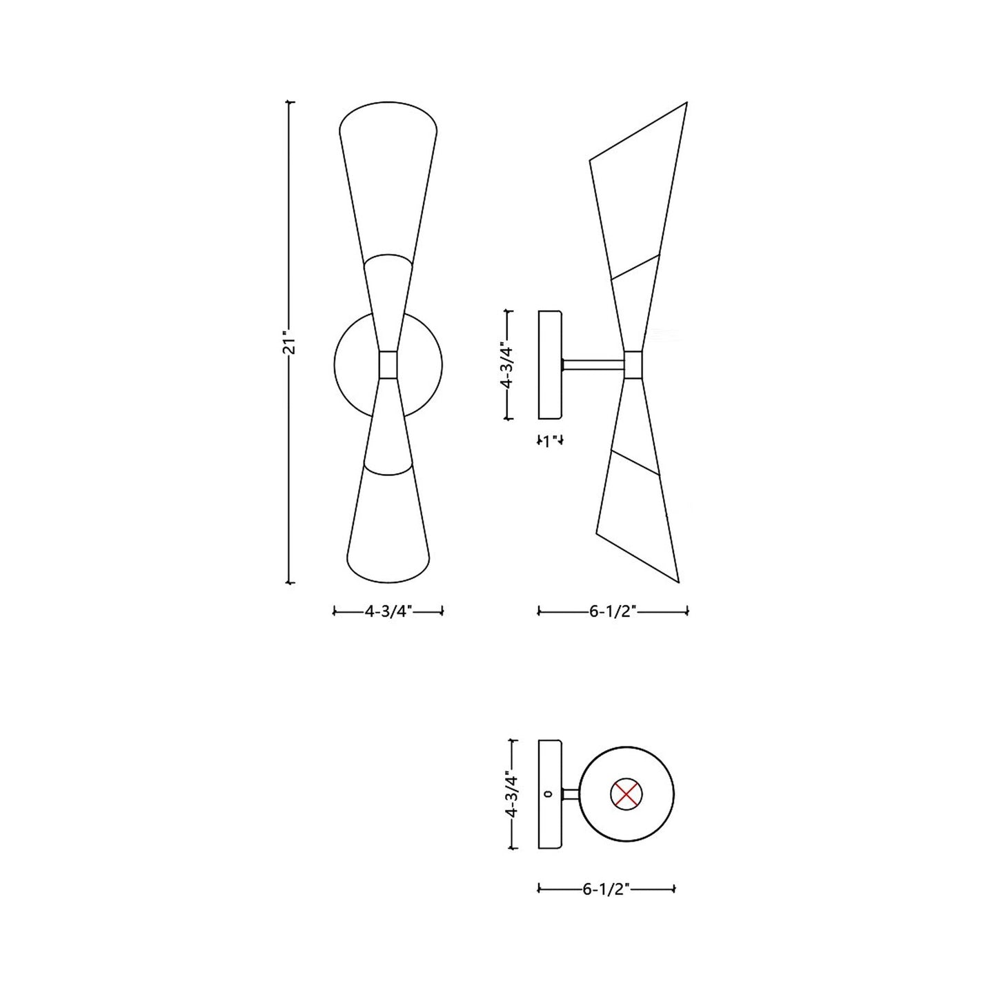 WS1109 Bath Wall Light - line drawing.