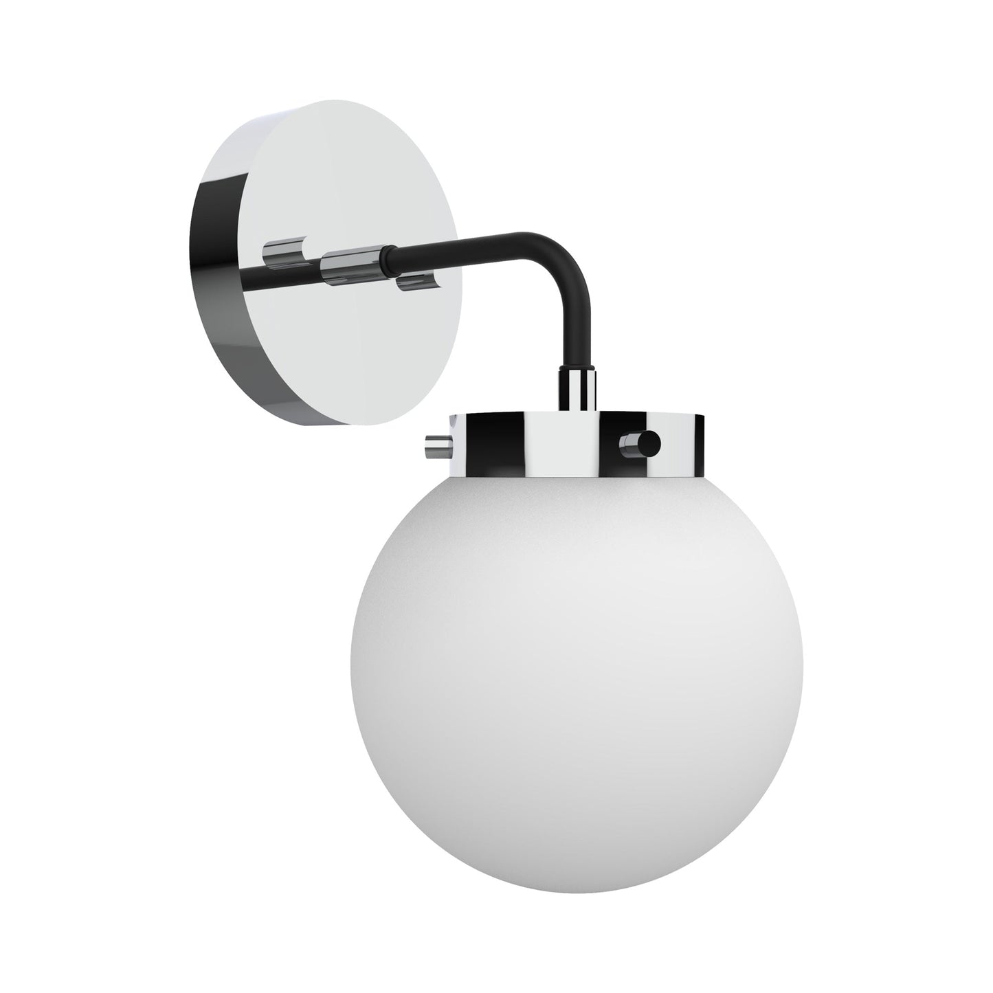 WS1718 Bath Wall Light in Chrome/Black/Opal Glass.