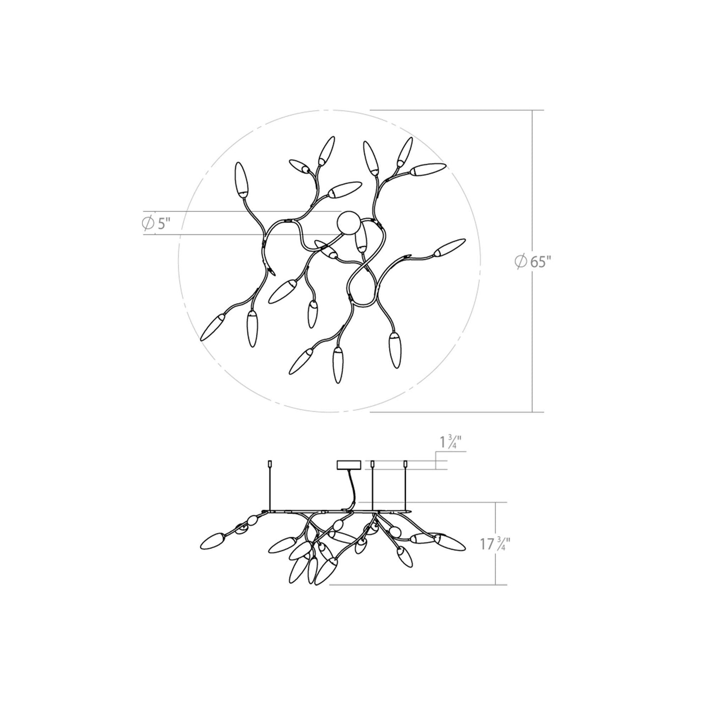 Vines™ LED Semi Flush Mount Ceiling Light - line drawing.