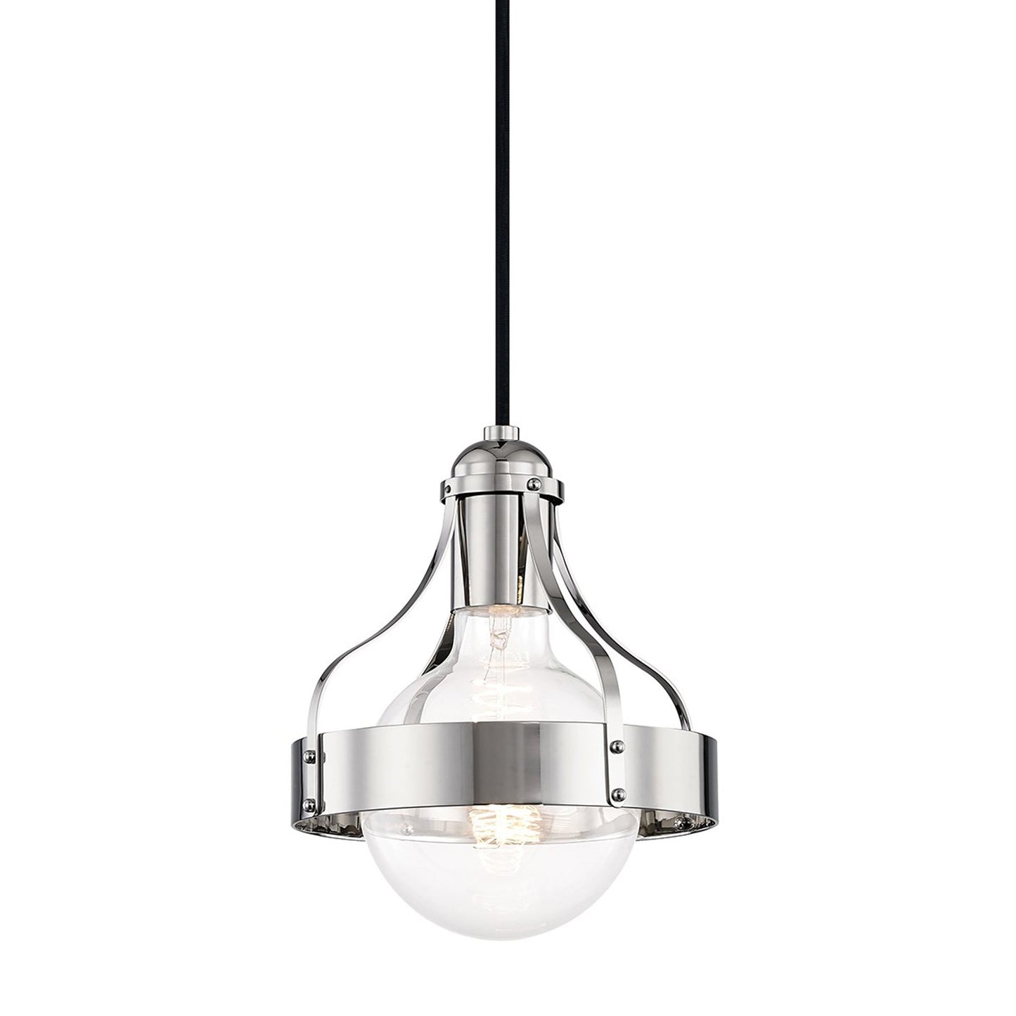Violet Pendant Light in Polished Nickel.
