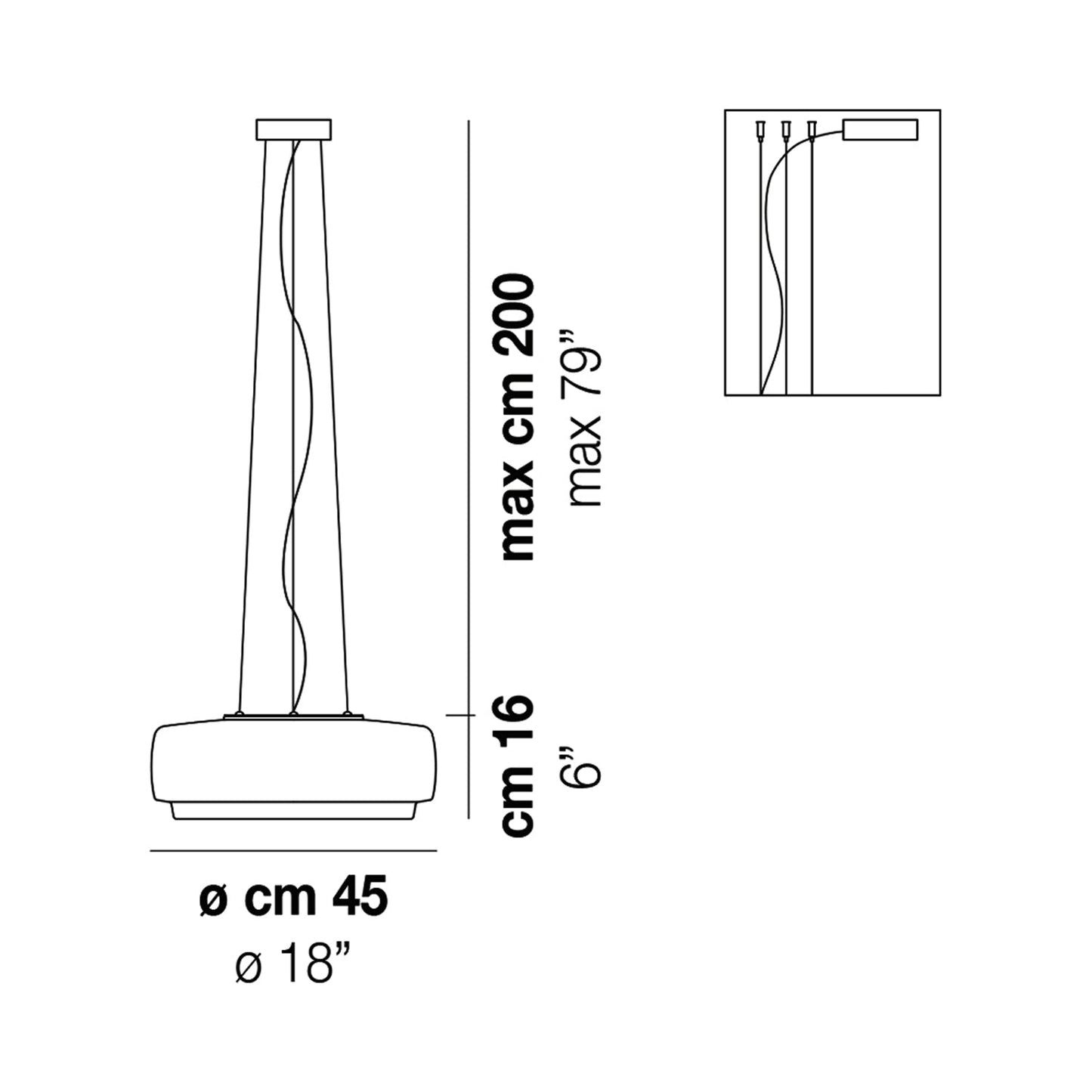 Bot Pendant Light - line drawing.