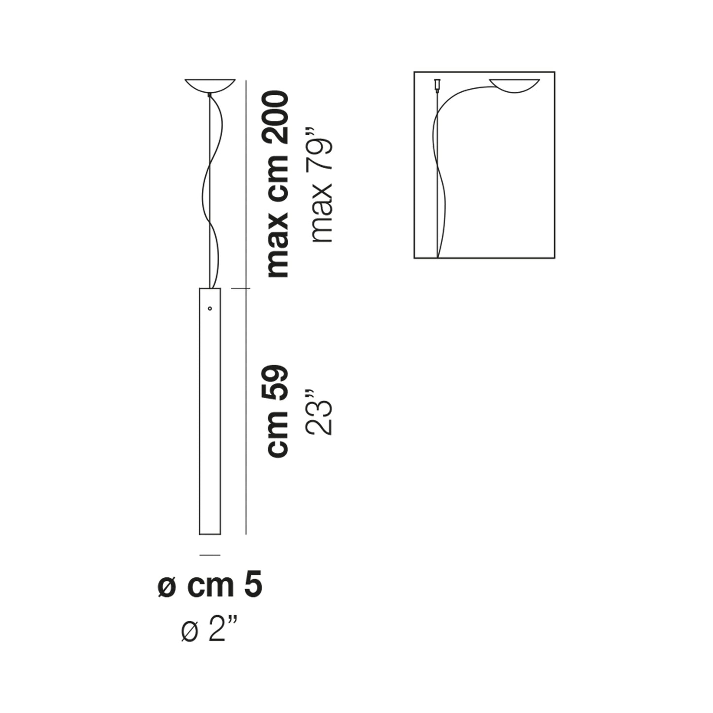 Candela Pendant Light - line drawing.