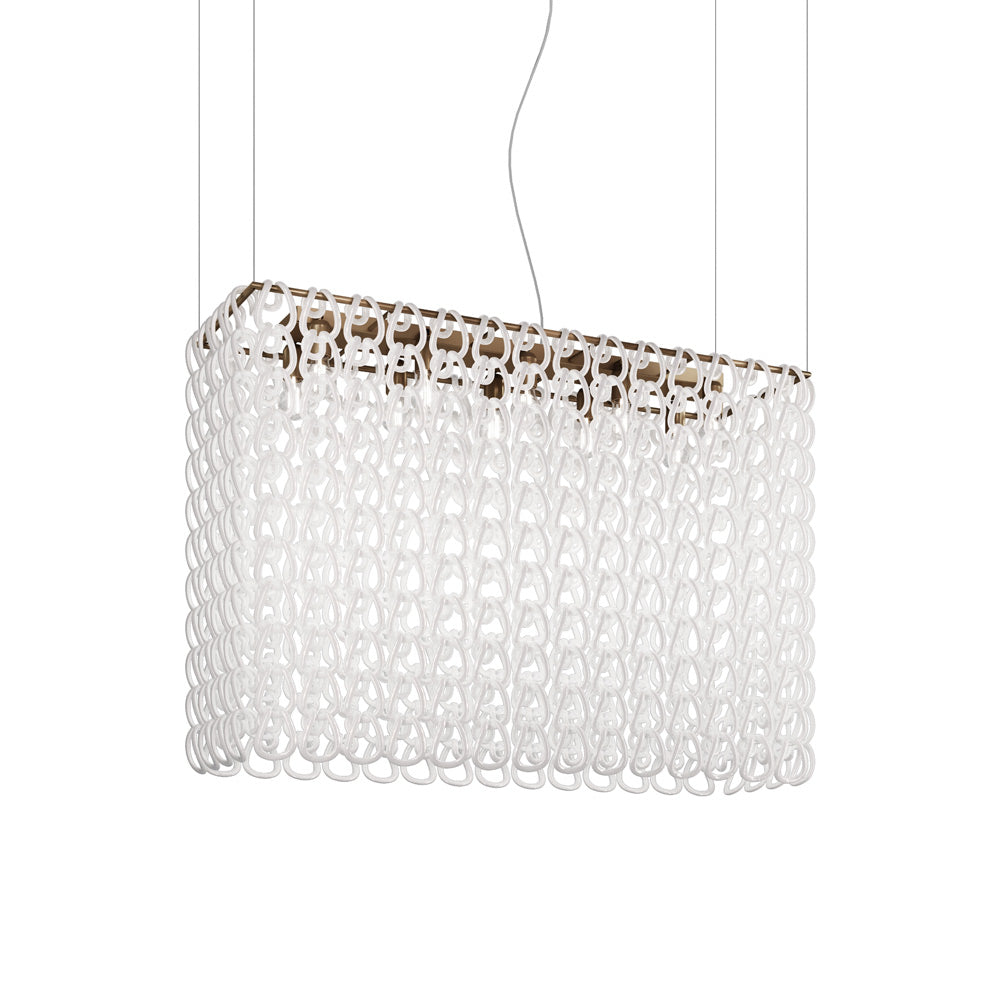 Giogali Rectangular Pendant Light in White/Matt Bronze (Large).