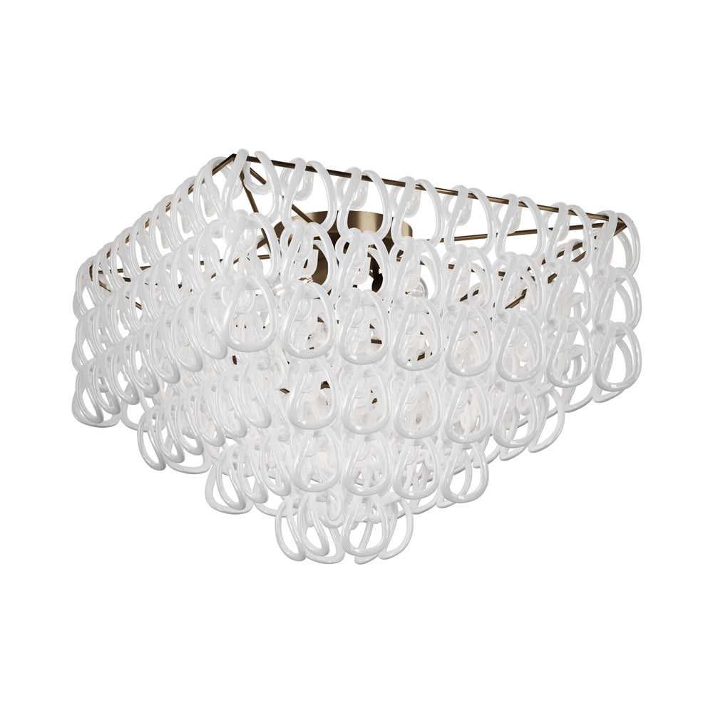 Giogali Square Flush Mount Ceiling Light in White/Matt Bronze.