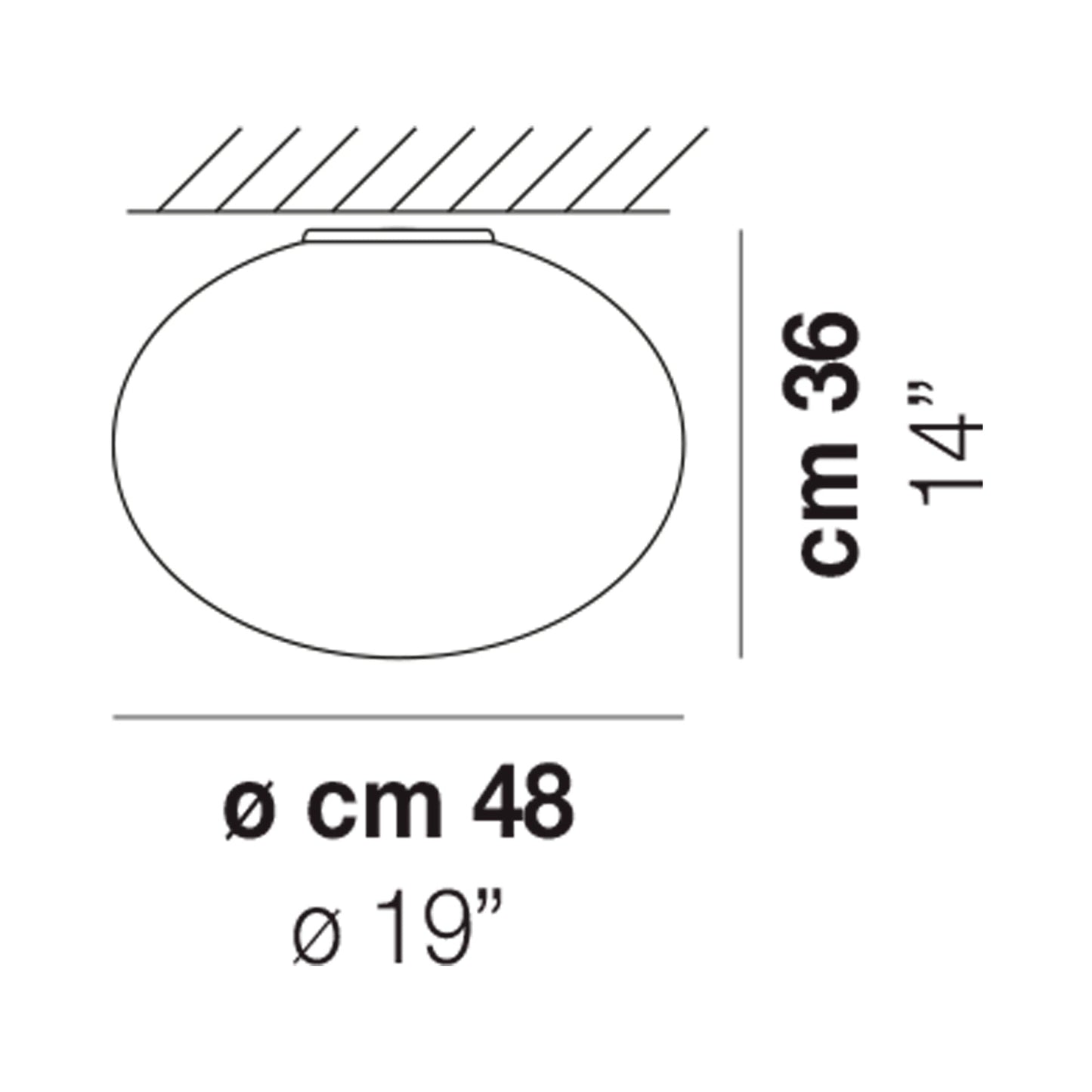 Lucciola Flush Mount Ceiling Light - line drawing.