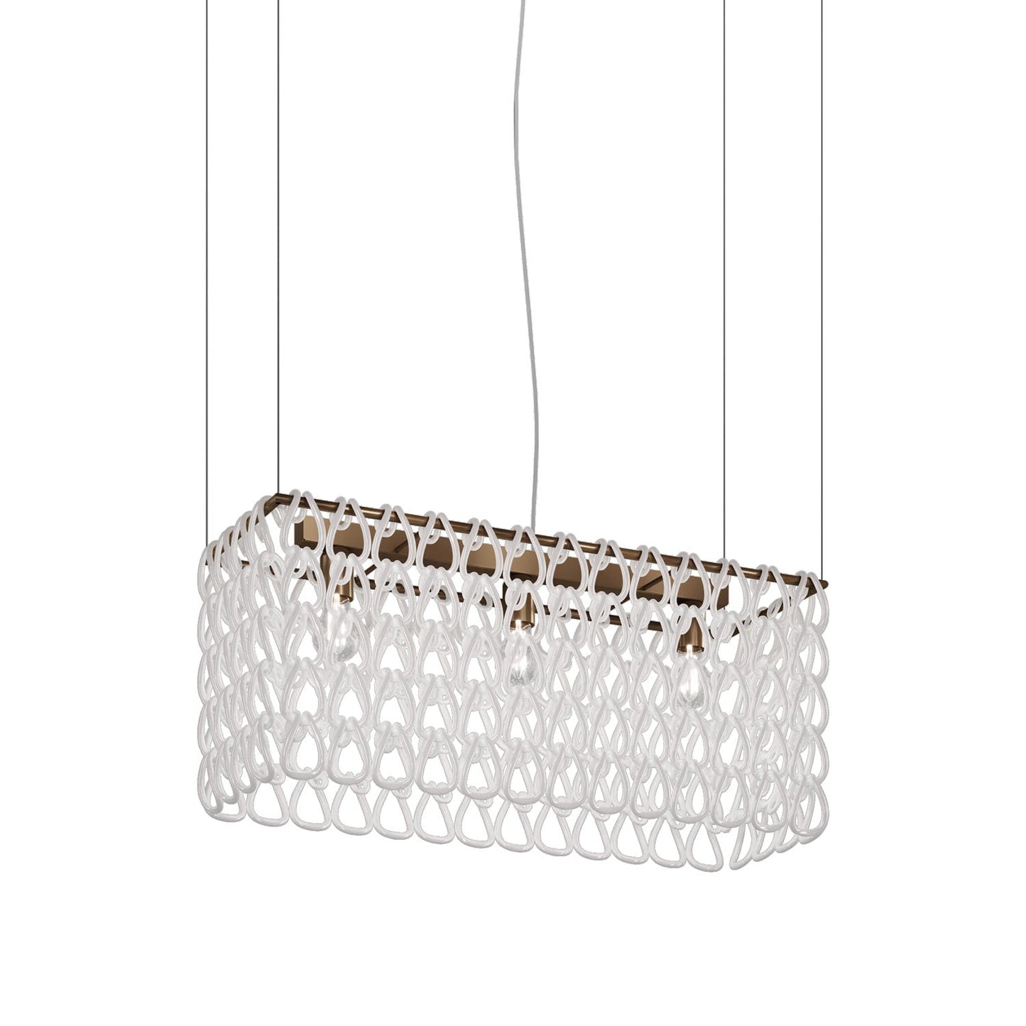 Minigiogali Rectangular Pendant Light in White/Matt Bronze.