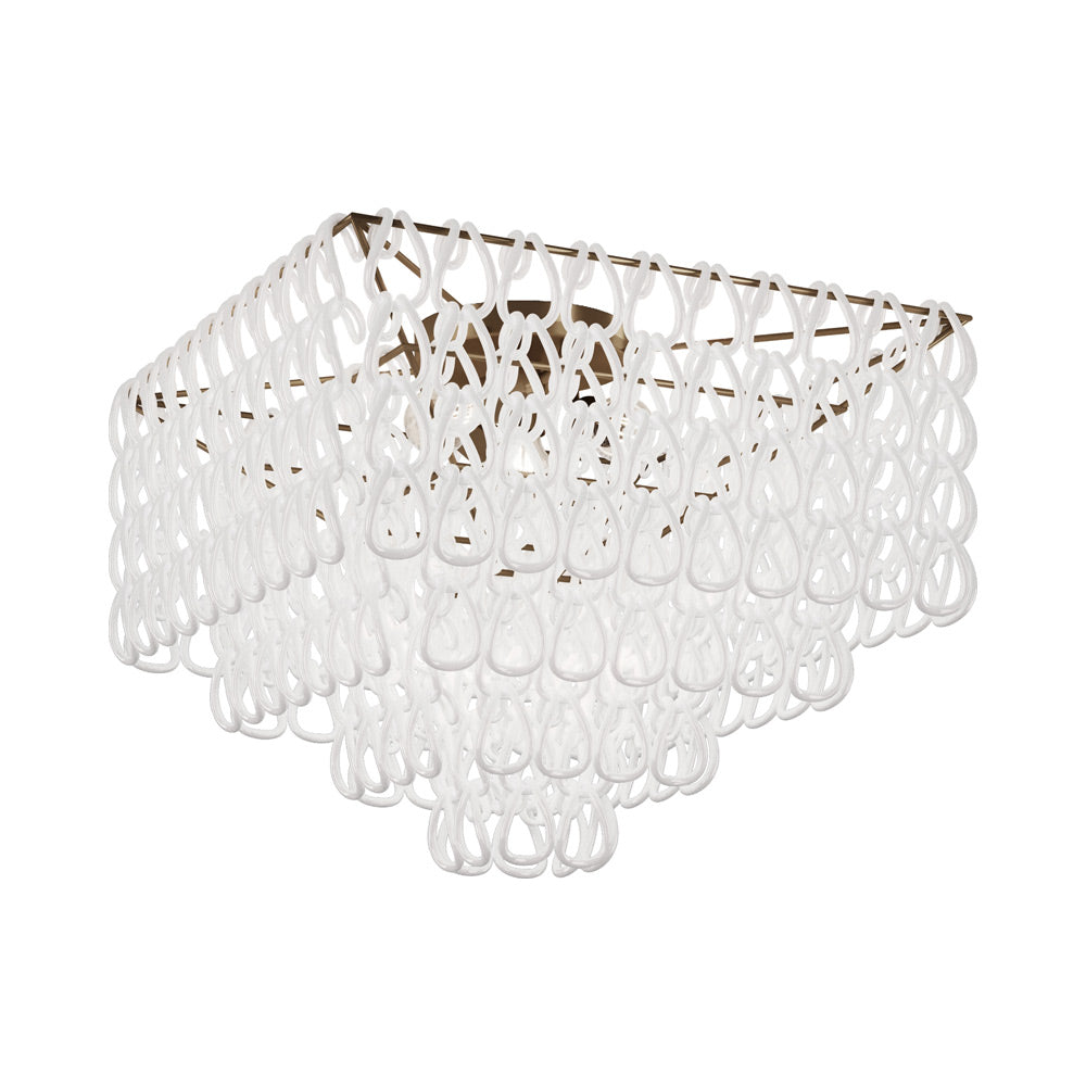 Minigiogali Square Flush Mount Ceiling Light in White/Matt Bronze.