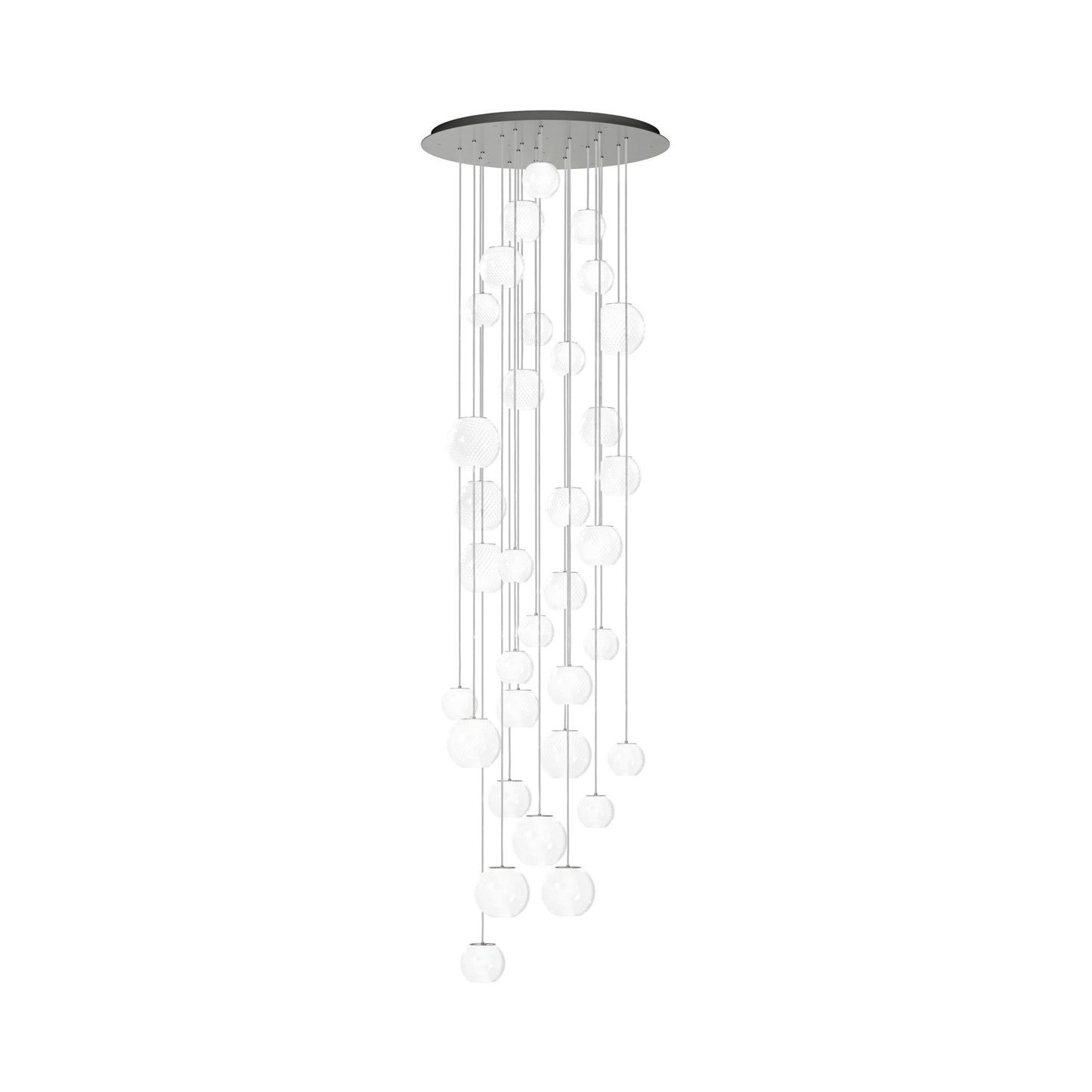 Oto Multi Light Pendant Light in Satin Nickel/White Striped (12-Bulb).
