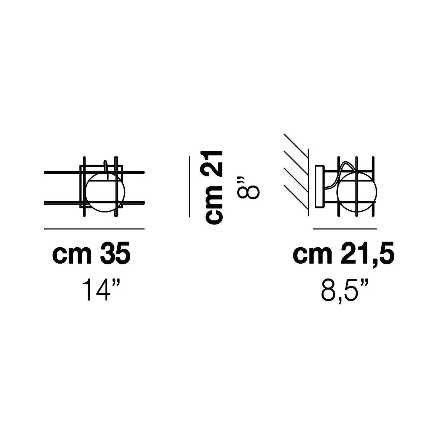 Plot Frame LED Wall Light - line drawing.