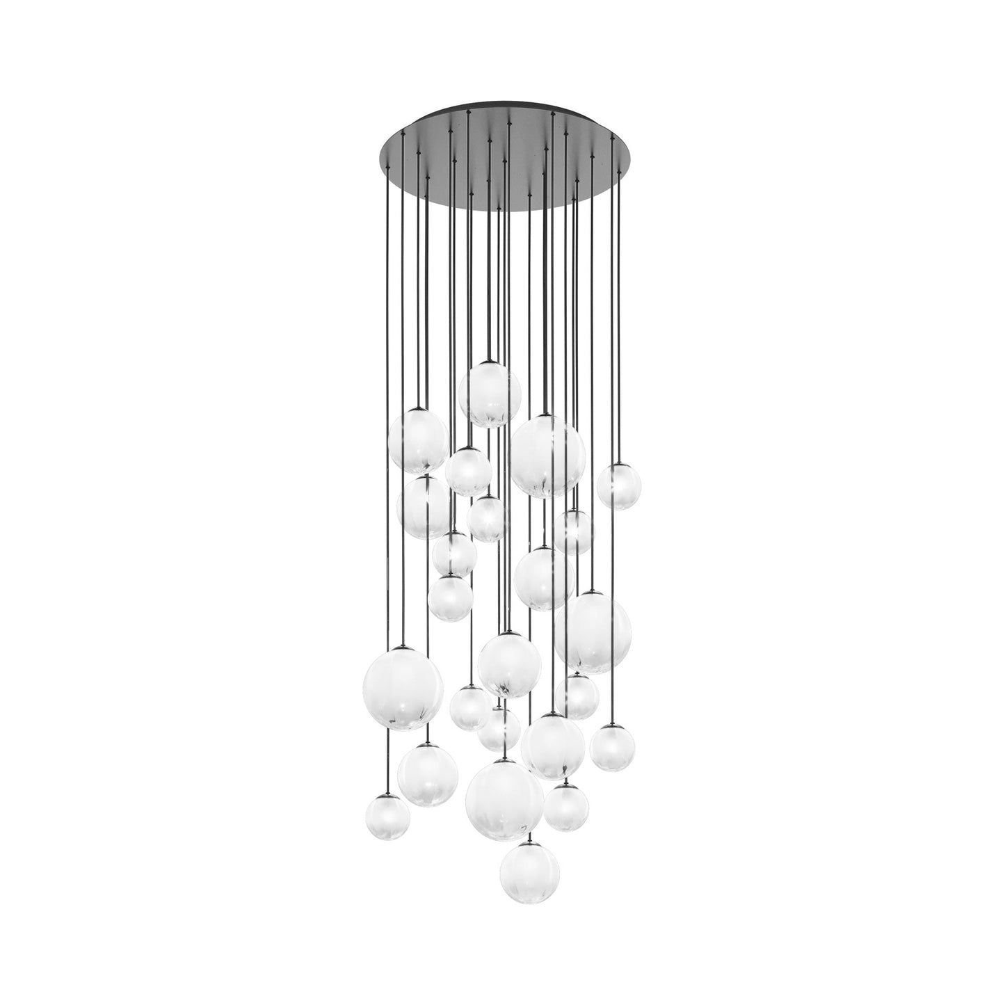 Puppet Multi Light Pendant Light in White Shaded/Matt Black (24-Light).