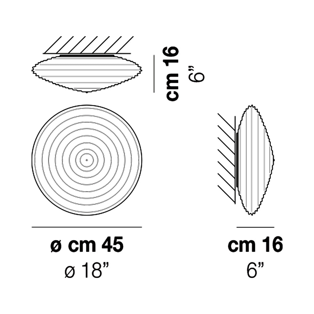Spirit Ceiling / Wall Light - line drawing.