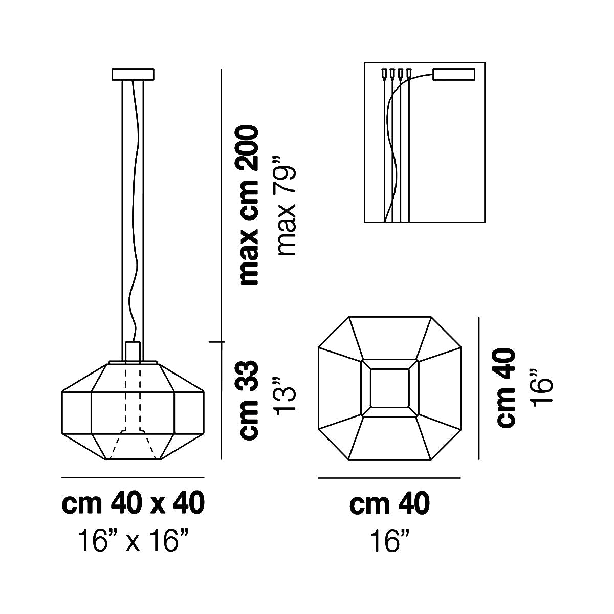 Stone Pendant Light - line drawing.