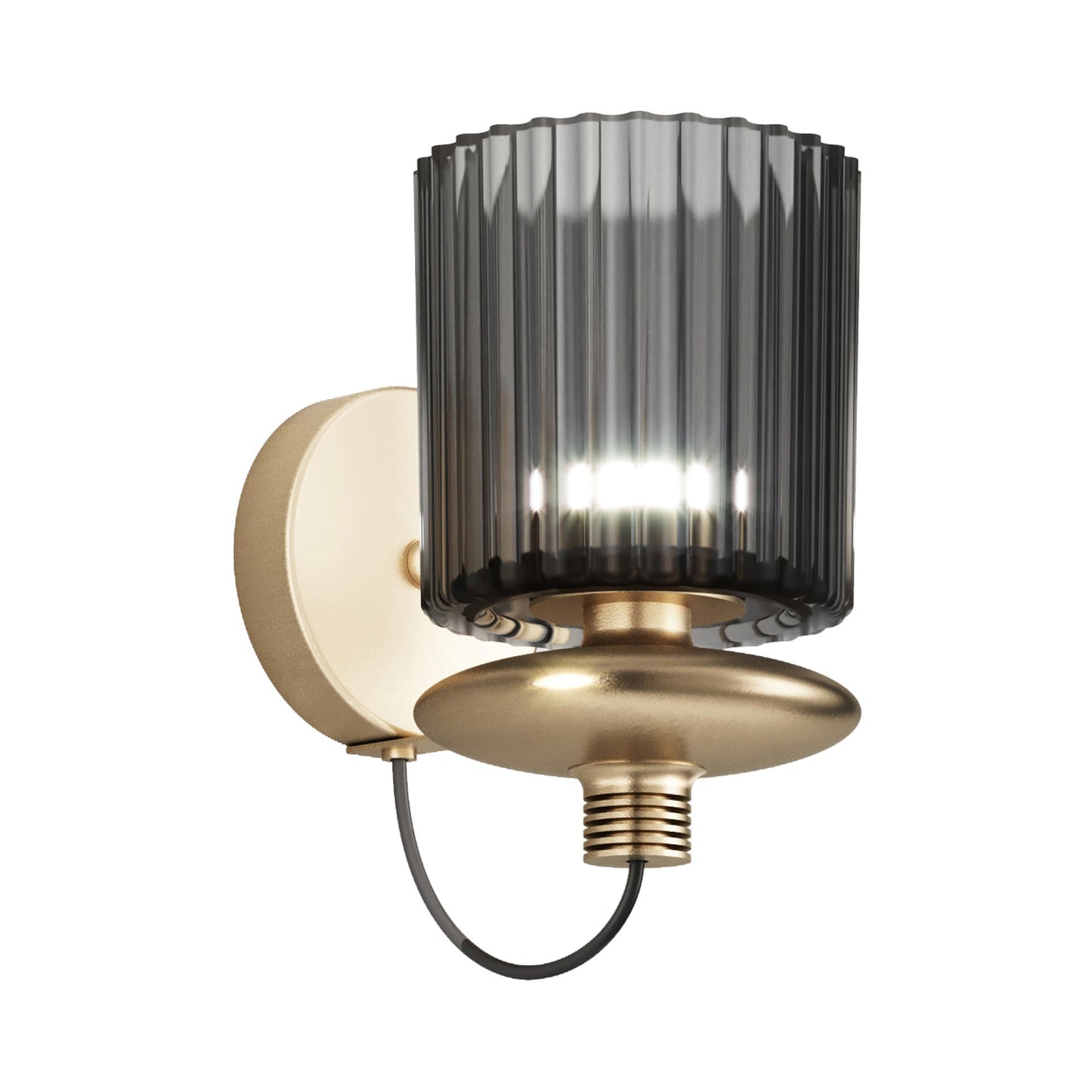 Tread Wall Light in Matt Gold/Smoky Transparent.