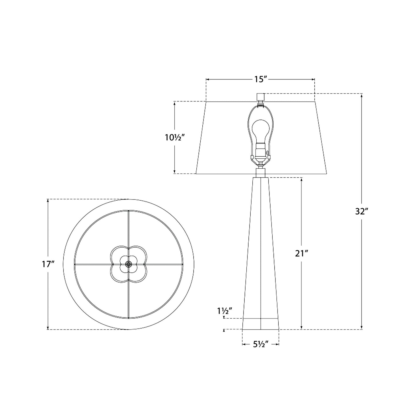 Adeline Quatrefoil Table Lamp - line drawing.
