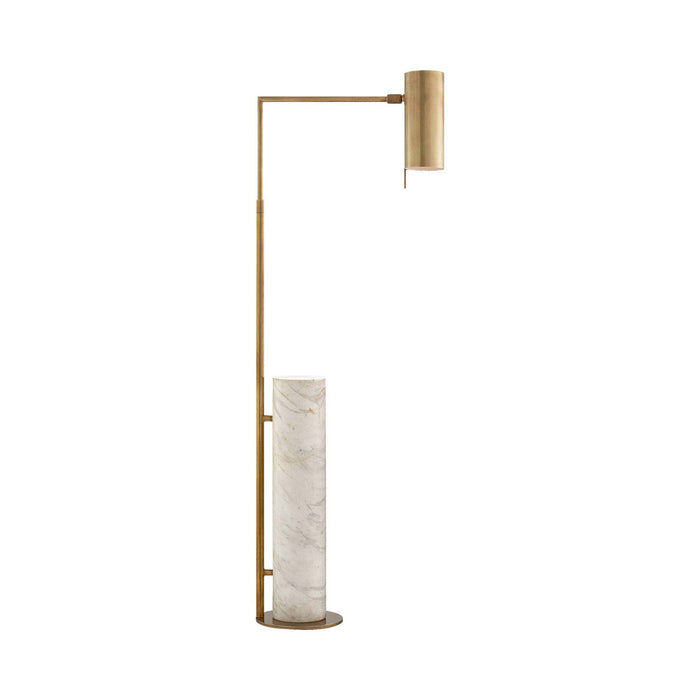 Alma LED Floor Lamp in Antique-Burnished Brass/White Marble.