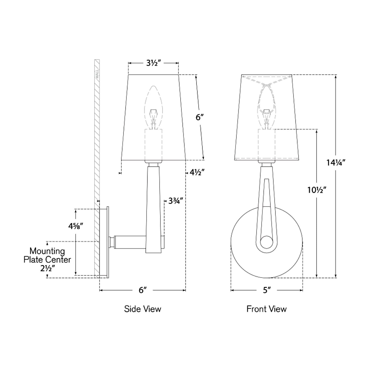 Alpha Wall Light - line drawing.