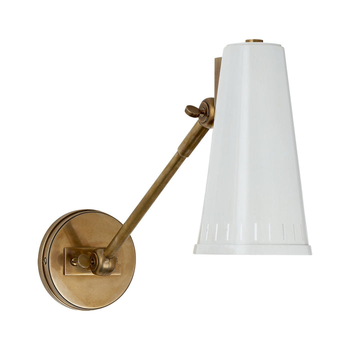 Antonio Adjustable Wall Light in 1-Arm/Hand-Rubbed Antique Brass/Antique White.