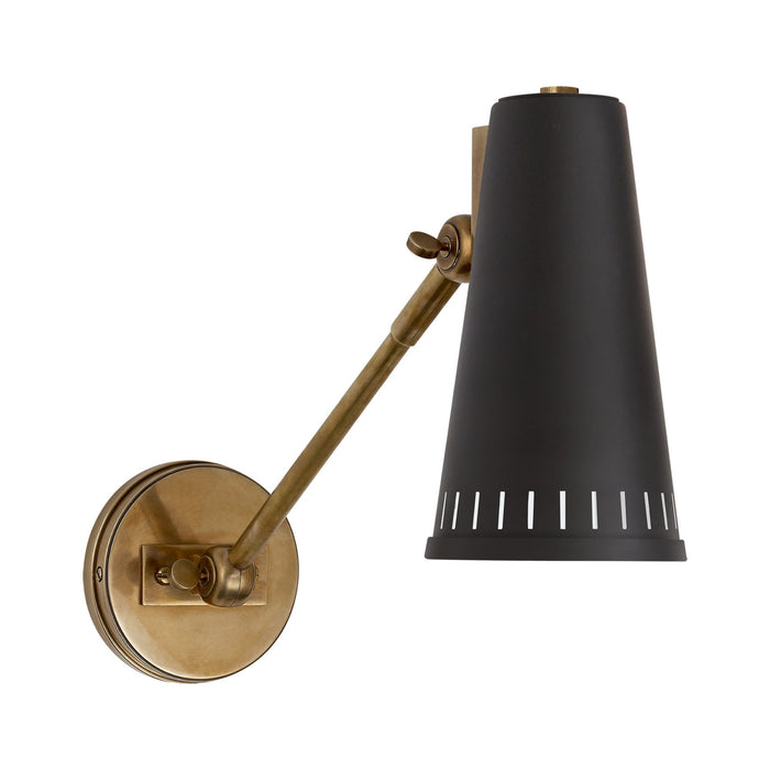 Antonio Adjustable Wall Light in 1-Arm/Hand-Rubbed Antique Brass/Matte Black.