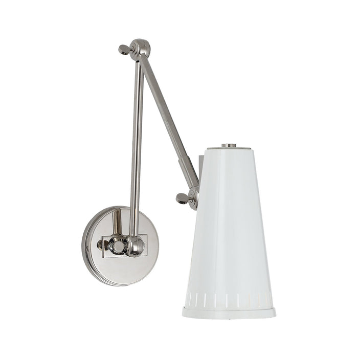 Antonio Adjustable Wall Light in 2-Arm/Polished Nickel/Antique White.