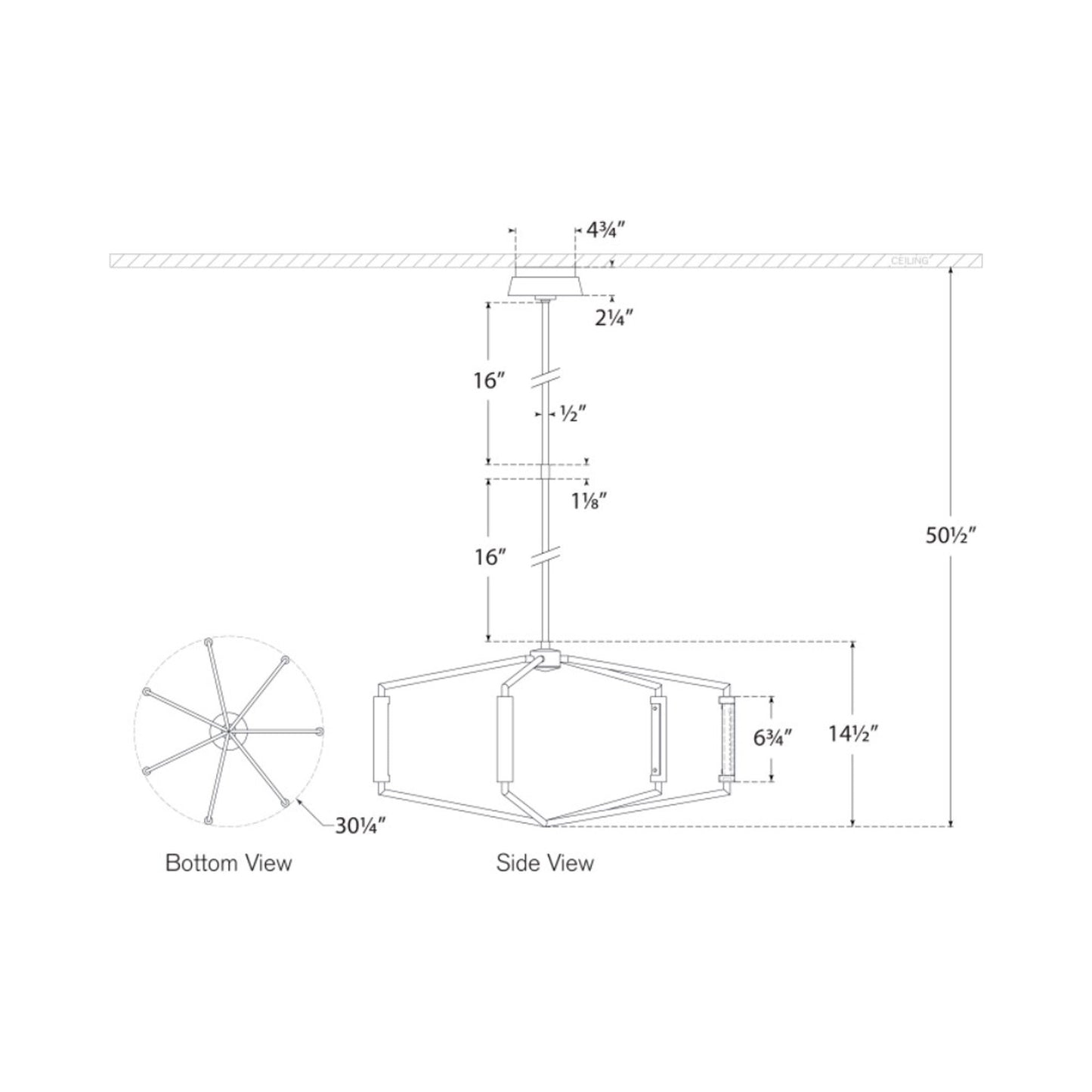 Appareil LED Chandelier - line drawing.