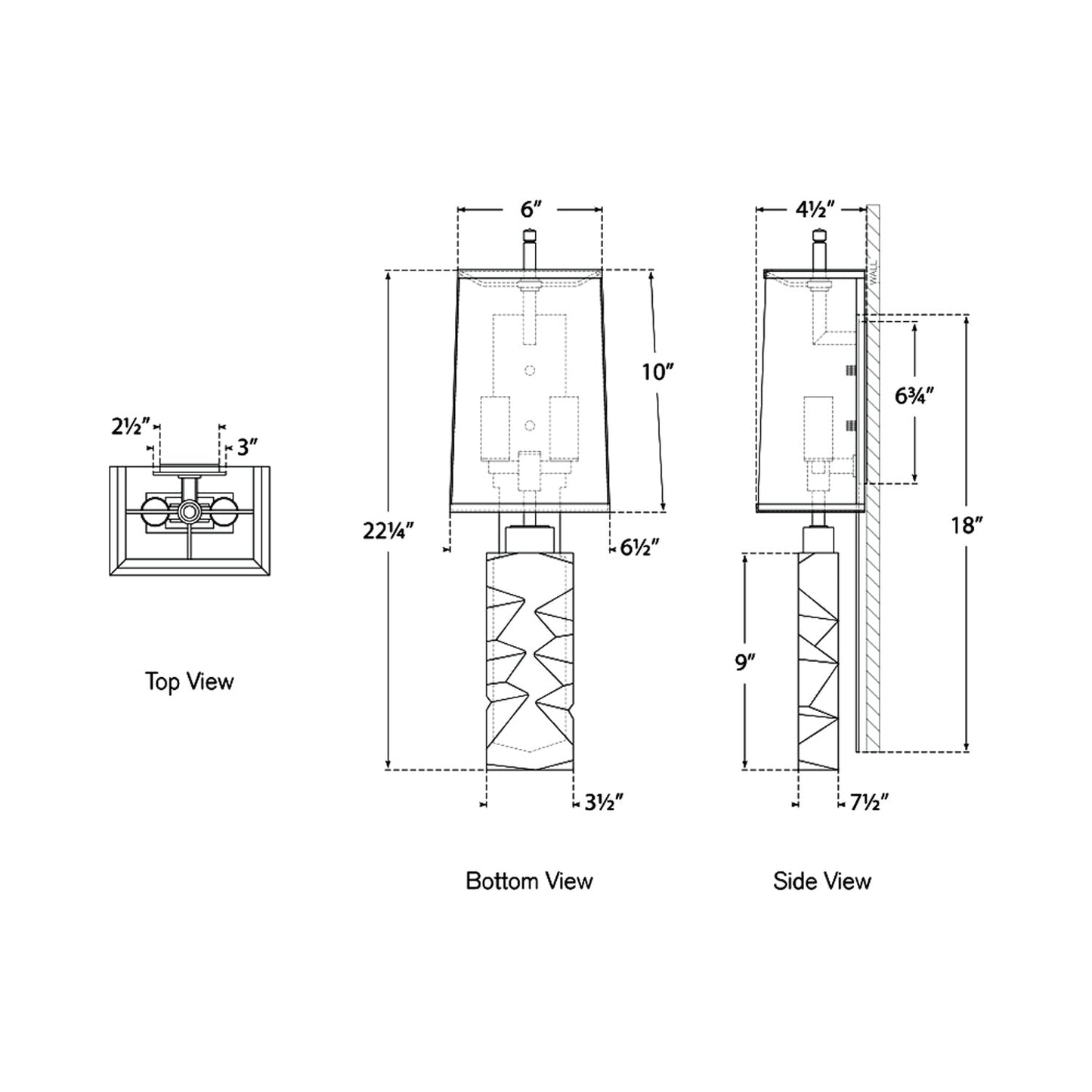 Argentino Wall Light - line drawing.