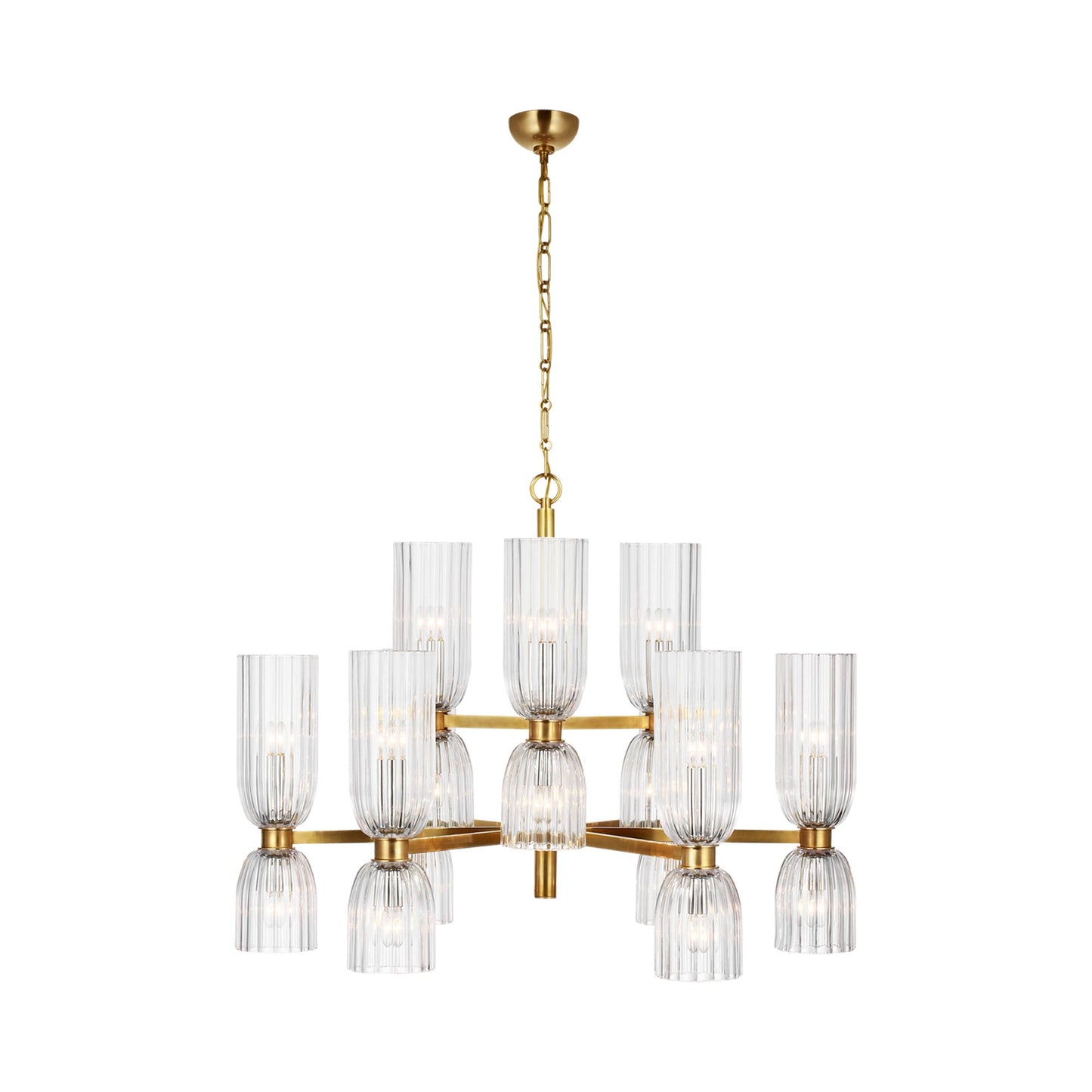 Asalea LED Chandelier in Hand-Rubbed Antique Brass.