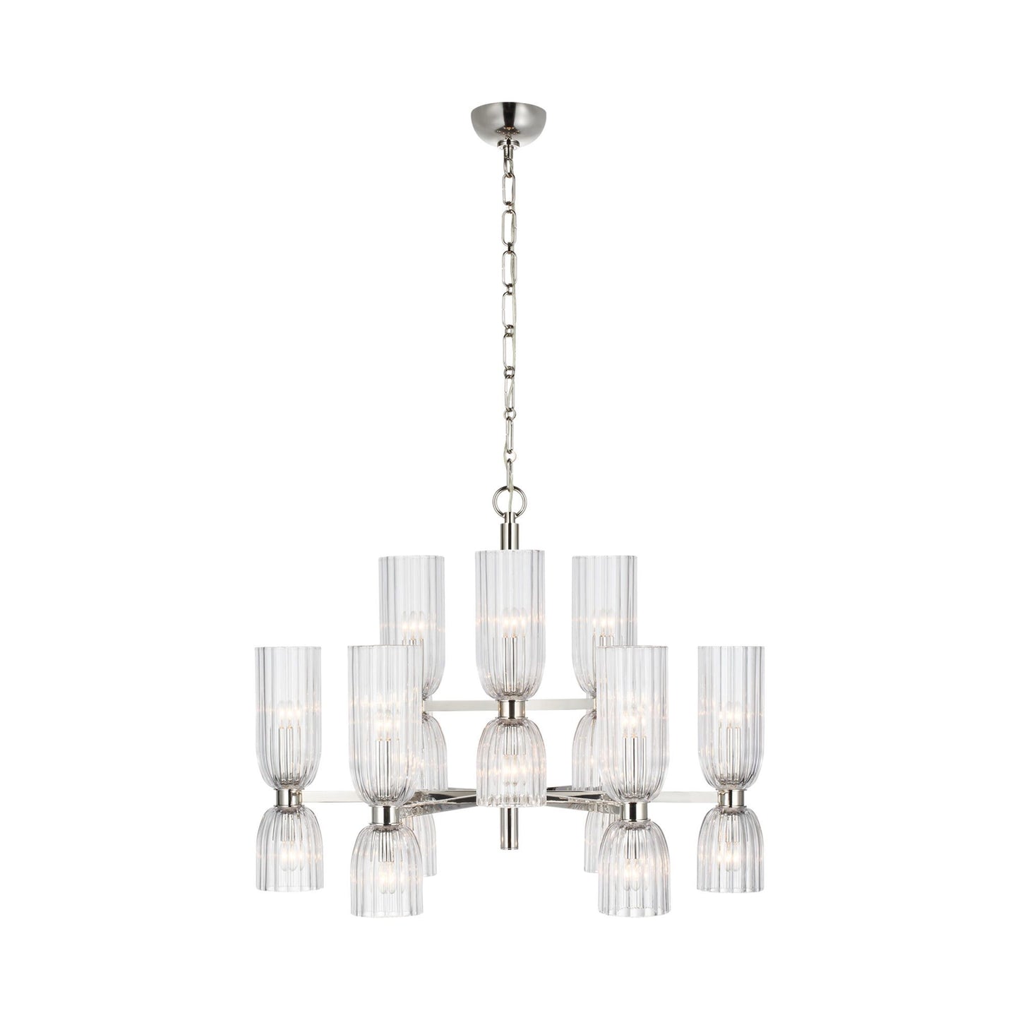 Asalea LED Chandelier in Polished Nickel.