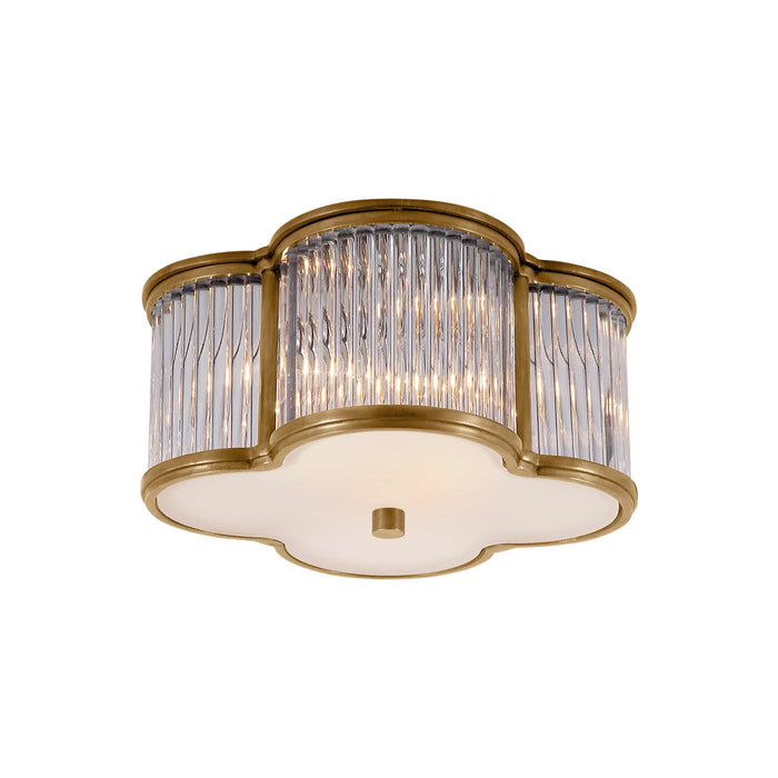 Basil Flush Mount Ceiling Light in Natural Brass/Clear Glass/Frosted Glass (Small).