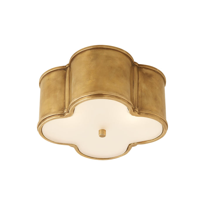 Basil Flush Mount Ceiling Light in Natural Brass/Frosted Glass (Small).