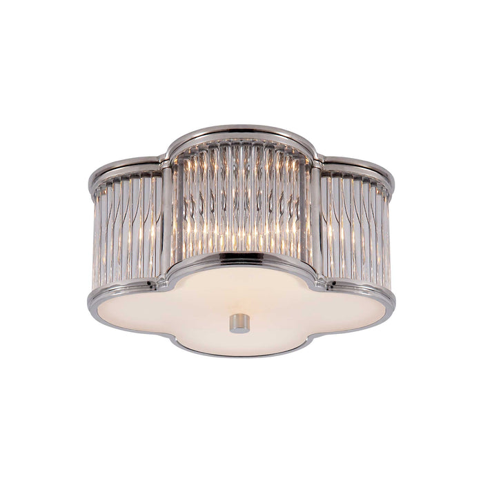 Basil Flush Mount Ceiling Light in Polished Nickel/Clear Glass/Frosted Glass (Small).