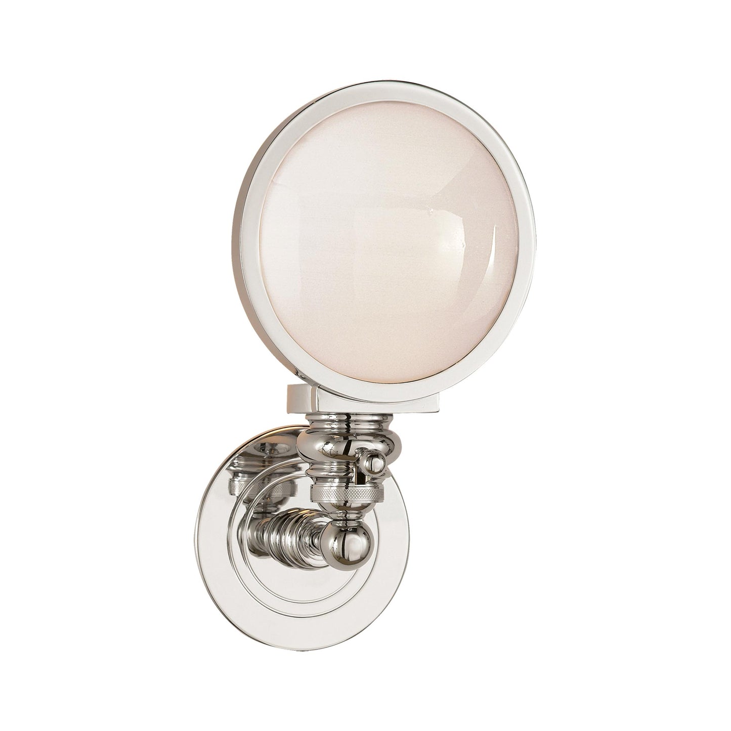 Boston Head Light Wall Light in Polished Nickel.
