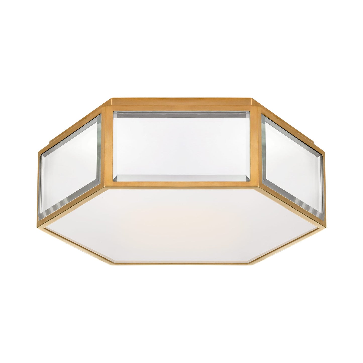 Bradford Flush Mount Ceiling Light in Mirror/Soft Brass.