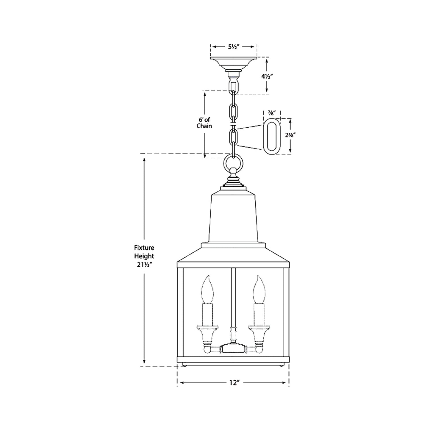 Brantley Pendant Light - line drawing.