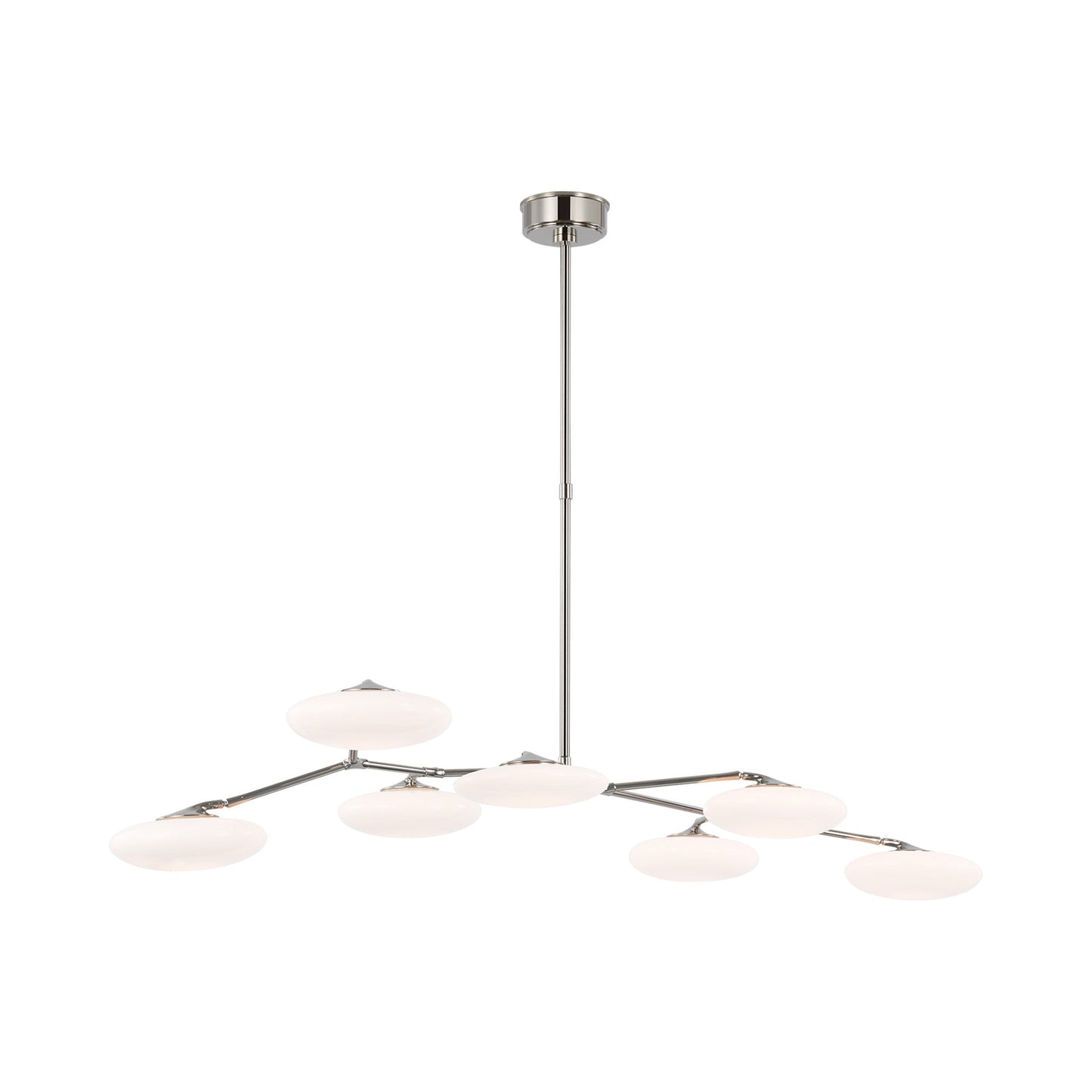 Brindille LED Linear Pendant Light in Polished Nickel.