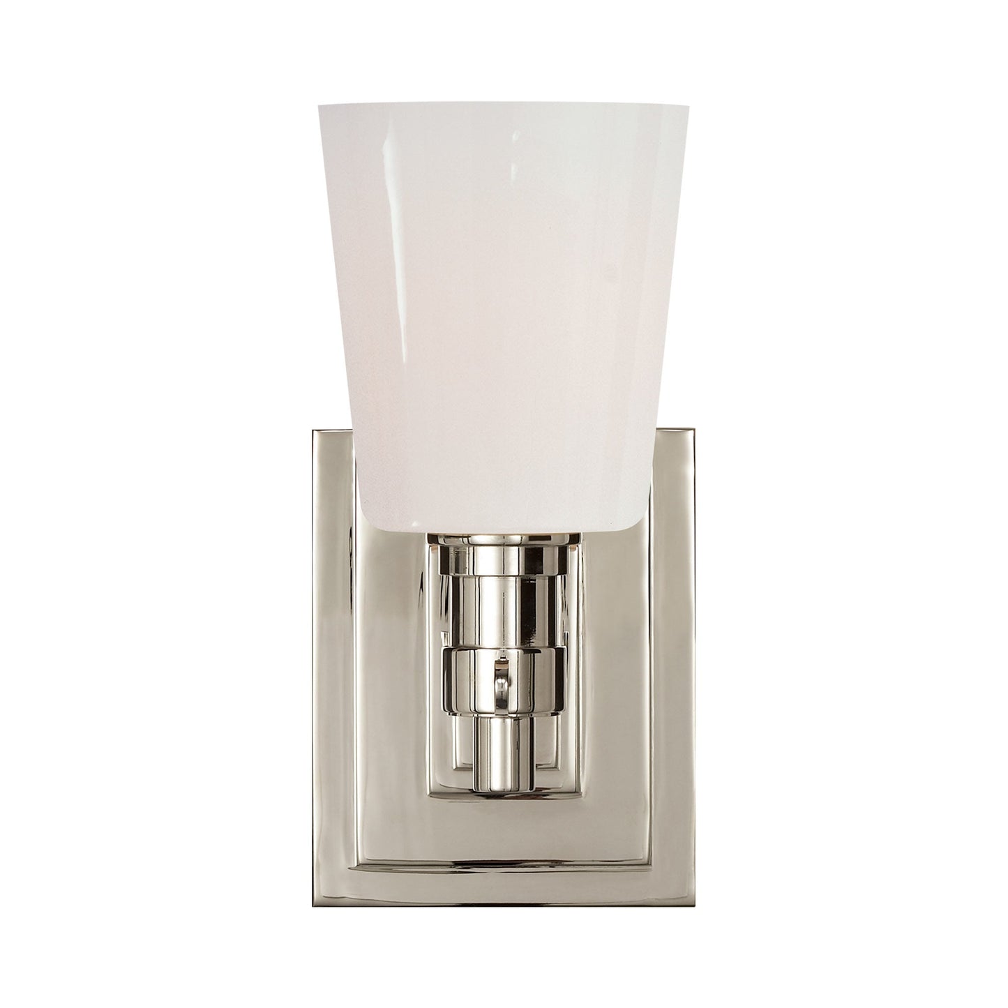 Bryant Single Bath Wall Light in Polished Nickel.