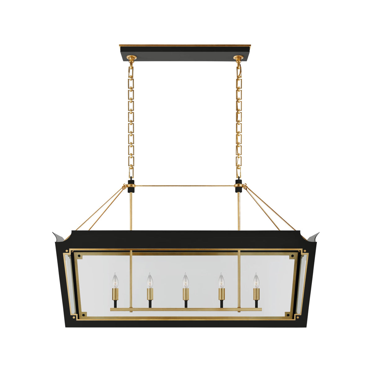 Caddo Linear Pendant Light in Matte Black and Gild (Medium).
