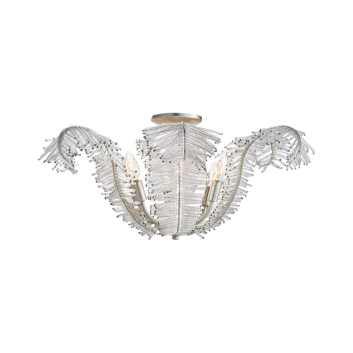 Calais Semi Flush Ceiling Light in Burnished Silver Leaf.