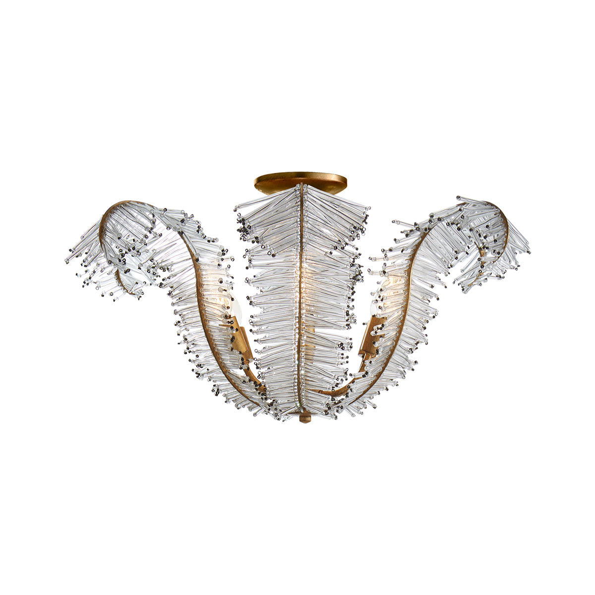 Calais Semi Flush Ceiling Light in Gilded Iron.