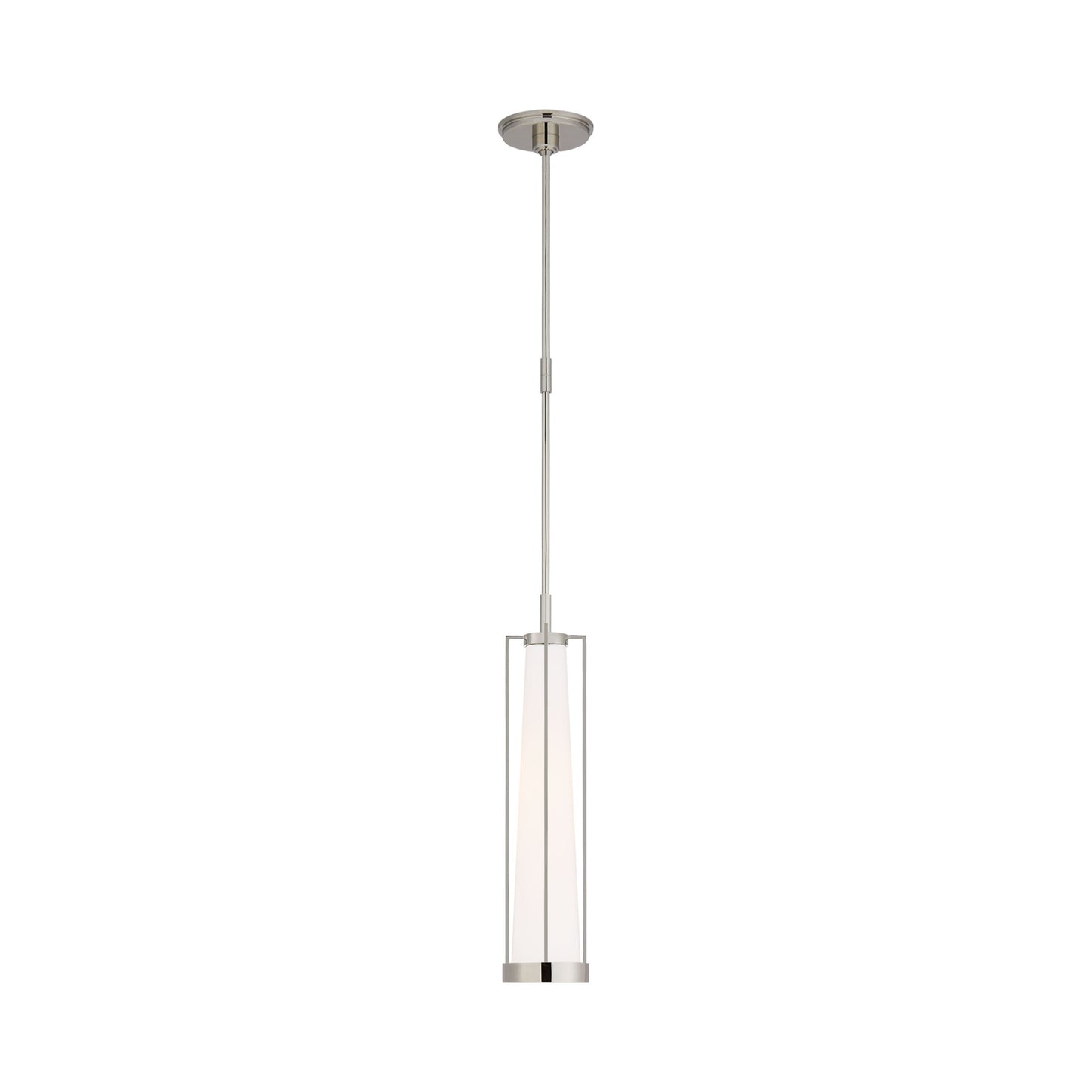 Calix Pendant Light in Polished Nickel/White Glass (Large).