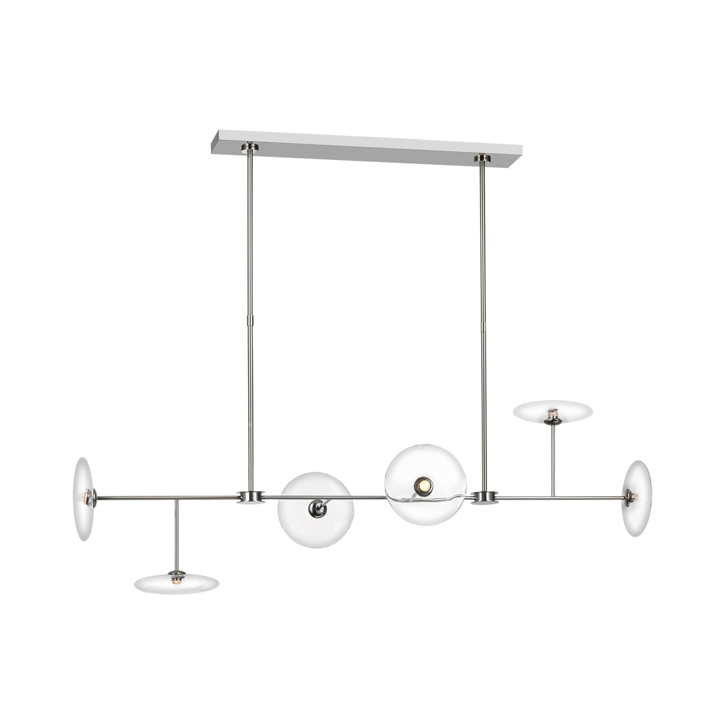 Calvino Linear LED Pendant Light in Polished Nickel.