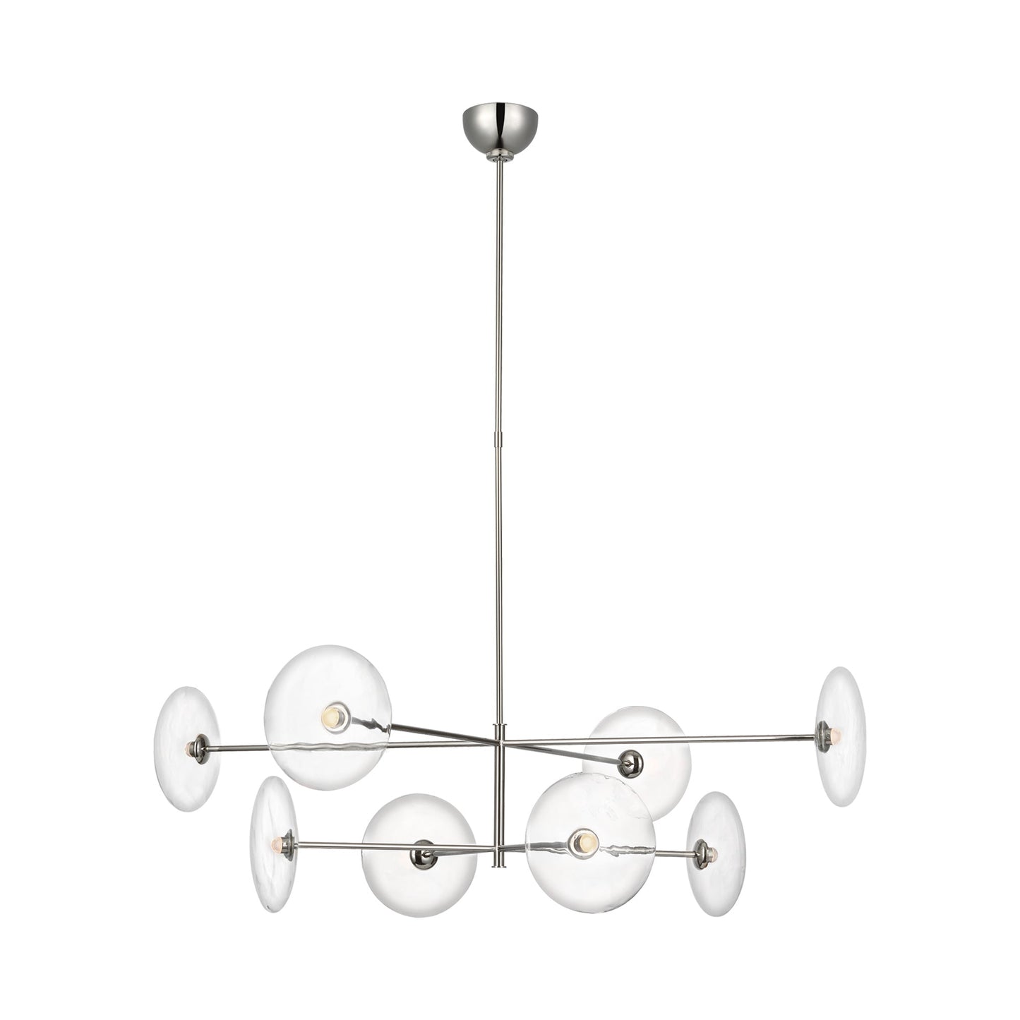 Calvino Radial LED Chandelier in Polished Nickel.
