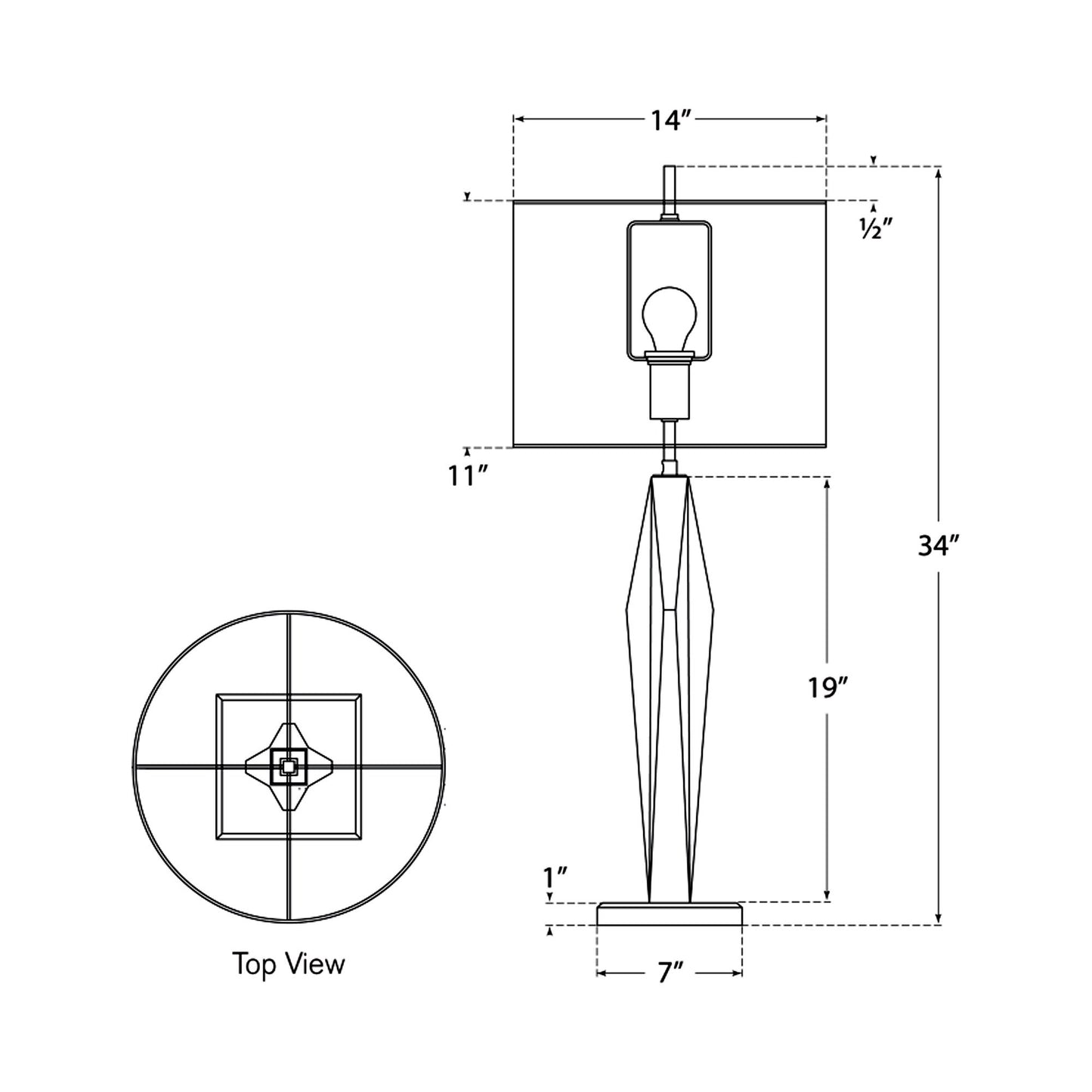 Castle Peak Table Lamp - line drawing.